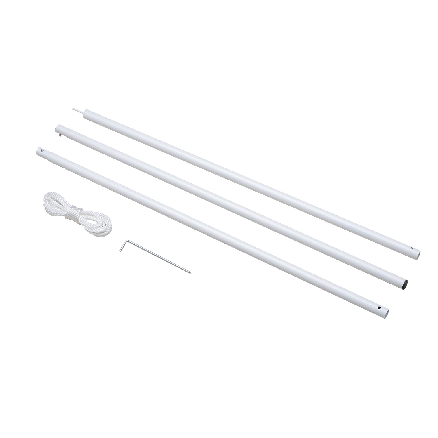 Sun Shade Sail Pole Kit – Adjustable Heavy-Duty Canopy Pole with Ground Spike, Rope & Carrying Case (SUN SAIL NOT INCLUDED), White