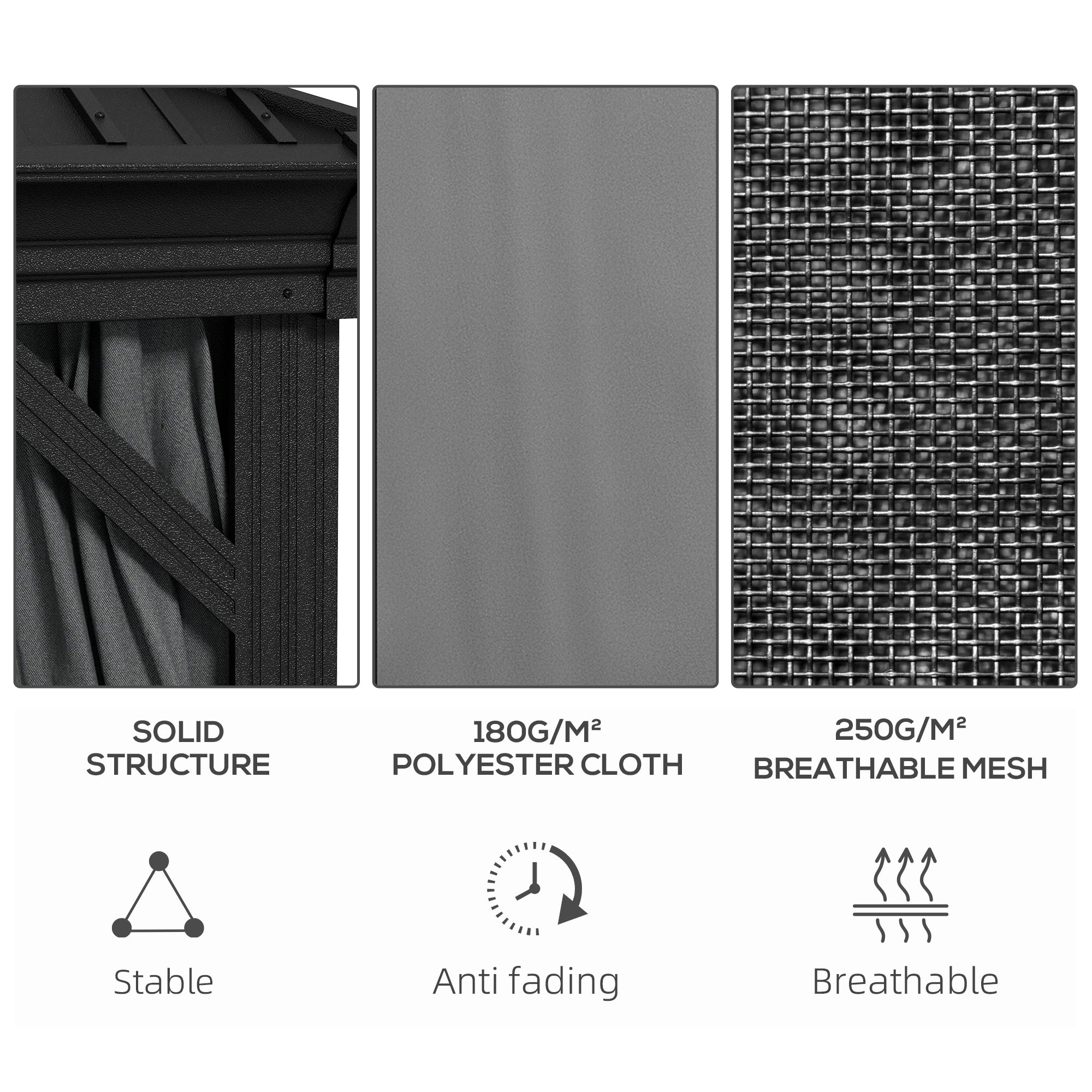 Metal Hardtop Gazebo with Curtains & Mesh Netting