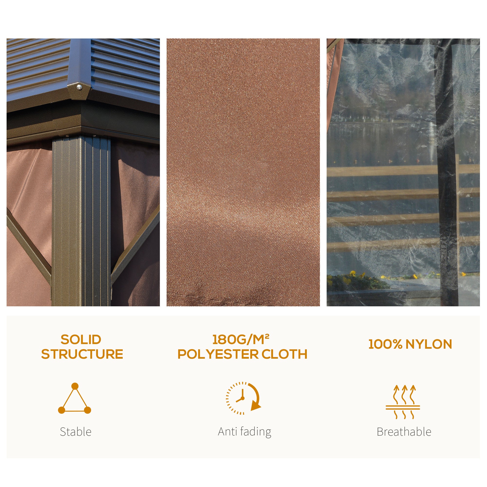 10' x 12' Aluminum Hardtop Gazebo with Curtains & Mesh Netting