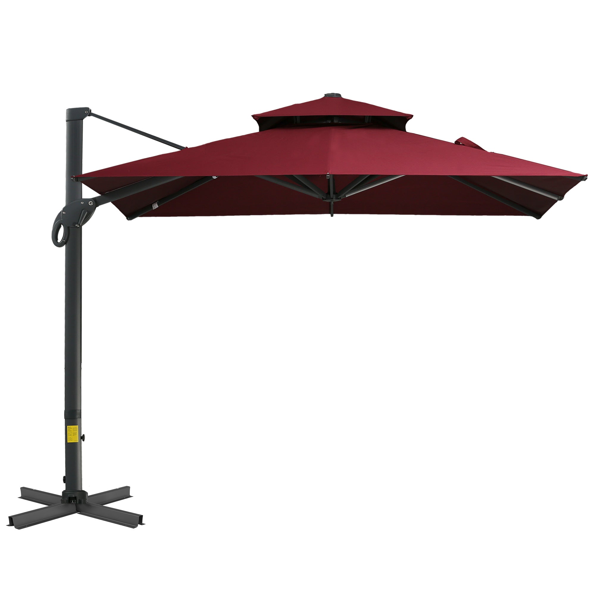 10 ft Cantilever Patio Umbrella with 360° Rotation – Outdoor Offset Umbrella with Crank Lift, Tilt, and Ventilated Double Canopy