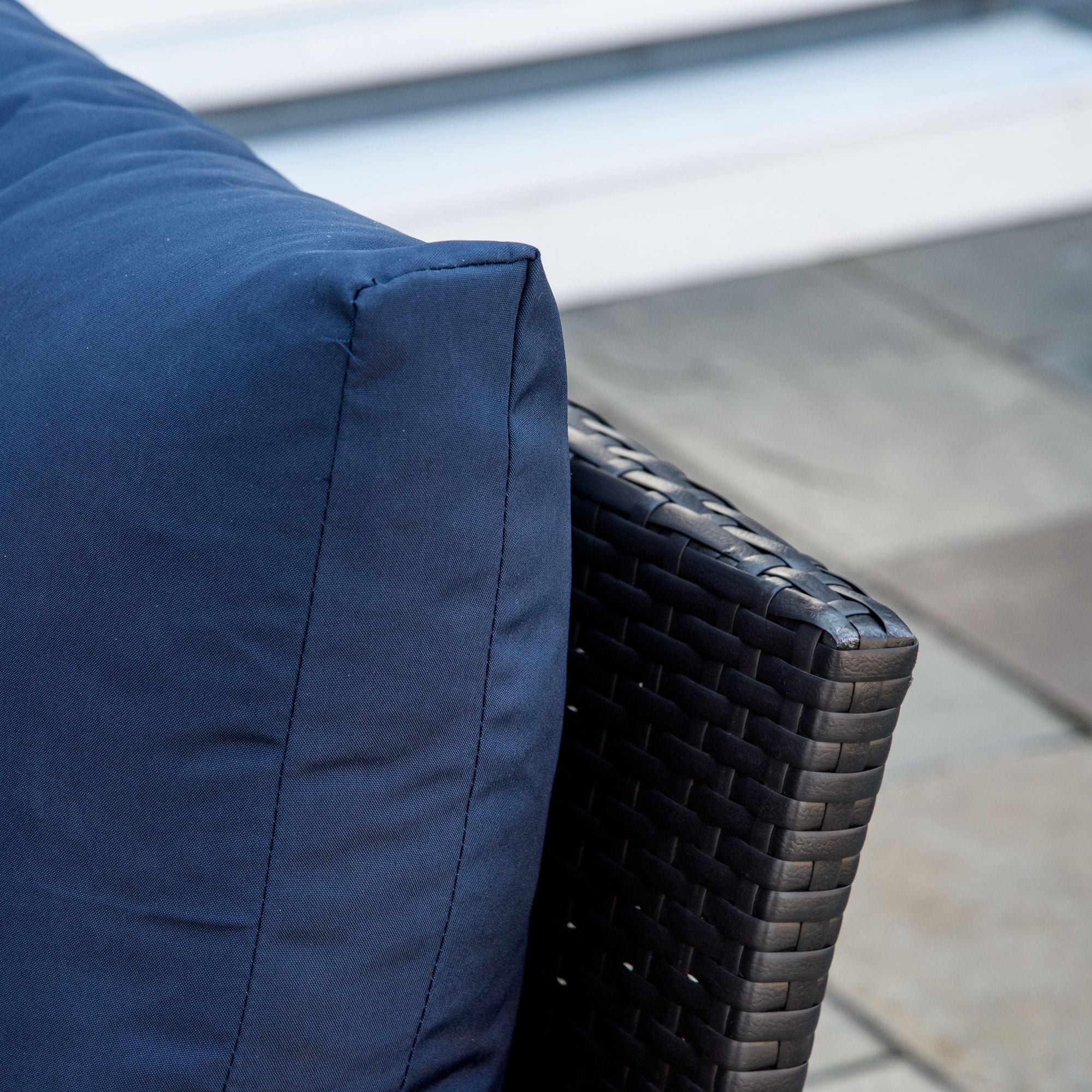 4-Piece Outdoor Rattan Patio Sofa Set – Dining Lounge with Cushions & Glass Table