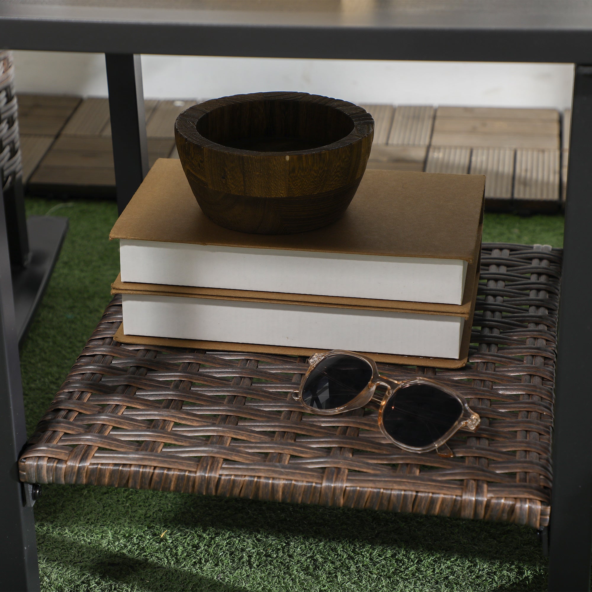 3-Piece Outdoor Rocking Chair Set with Cushions & Coffee Table