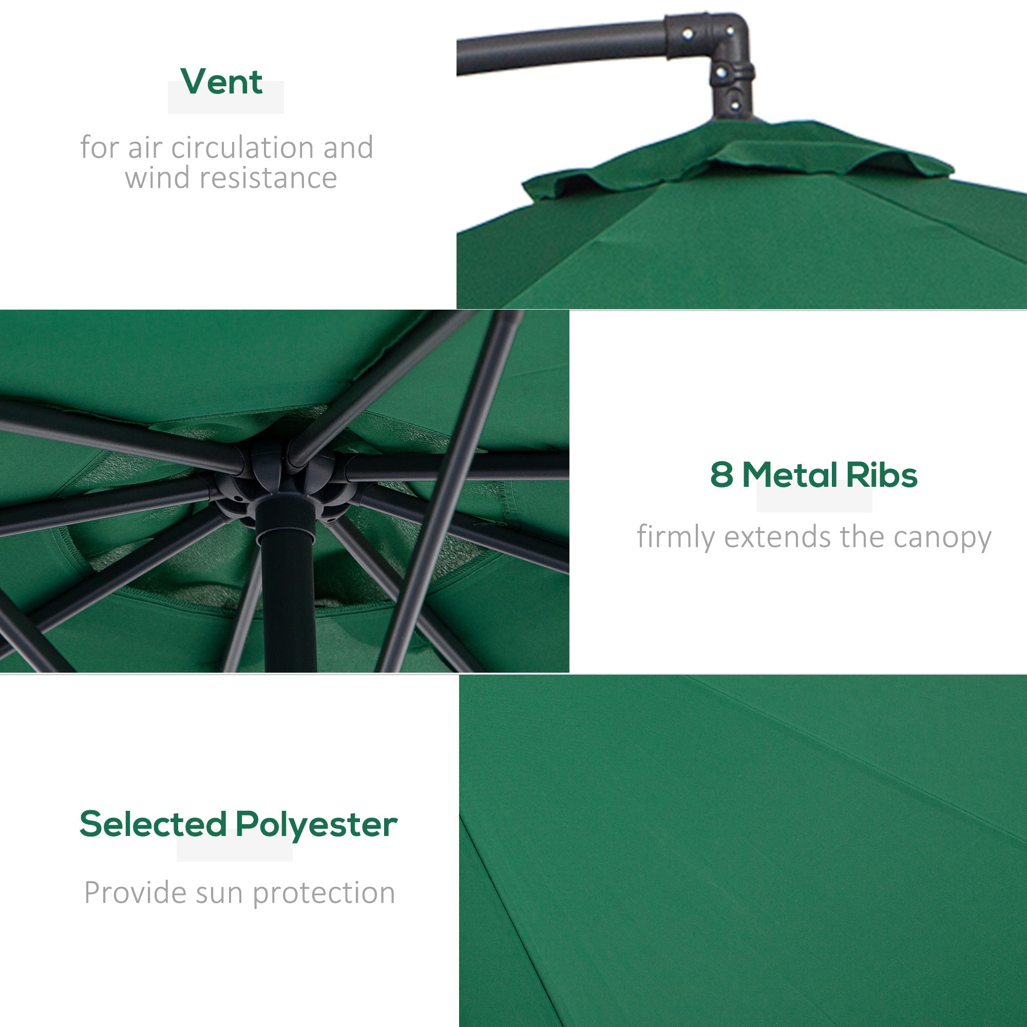 10ft Cantilever Patio Umbrella with 360° Rotation – UV & Water-Resistant Offset Umbrella with Base