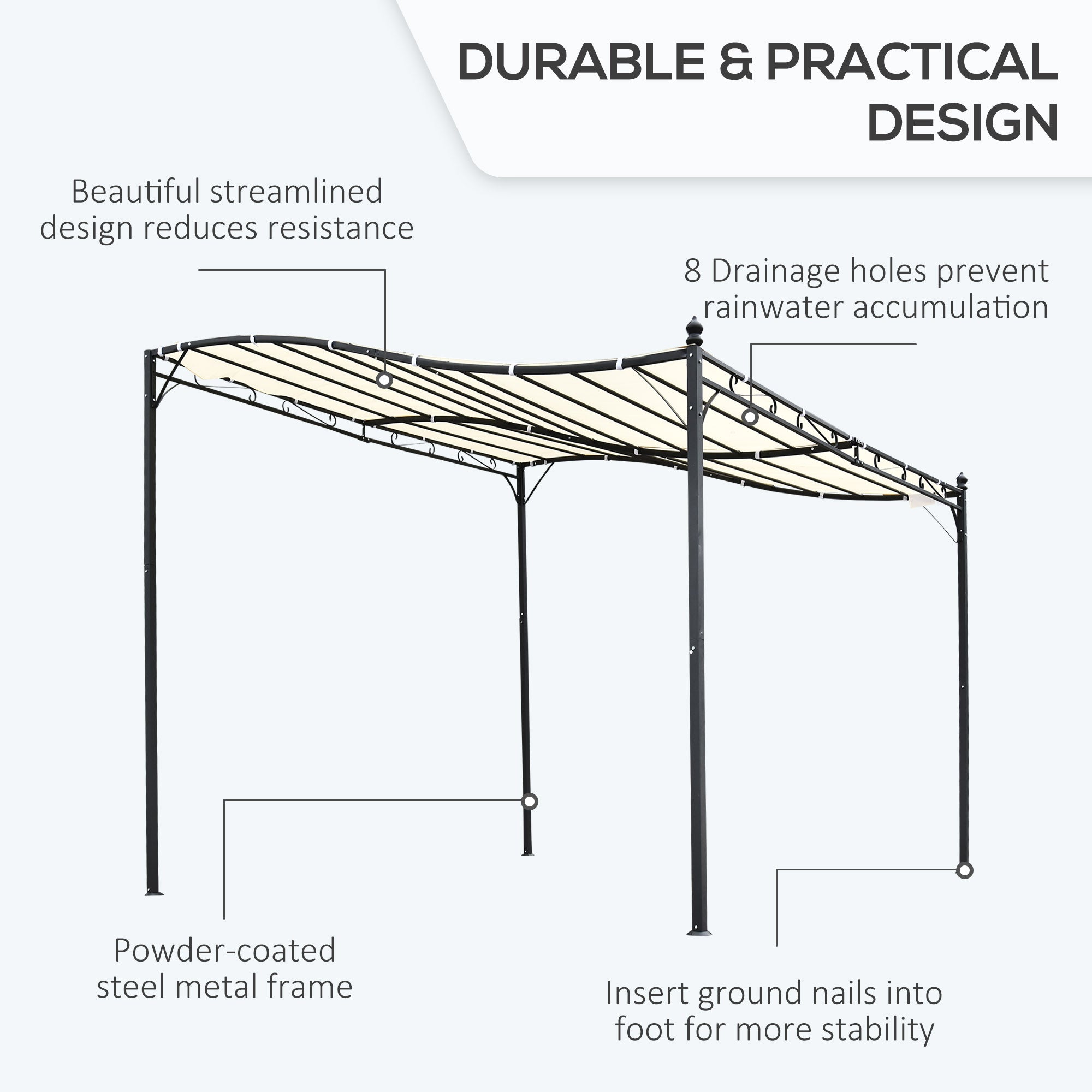 10' x 10' Wall-Mounted Patio Pergola with Canopy – European-Inspired Outdoor Shade