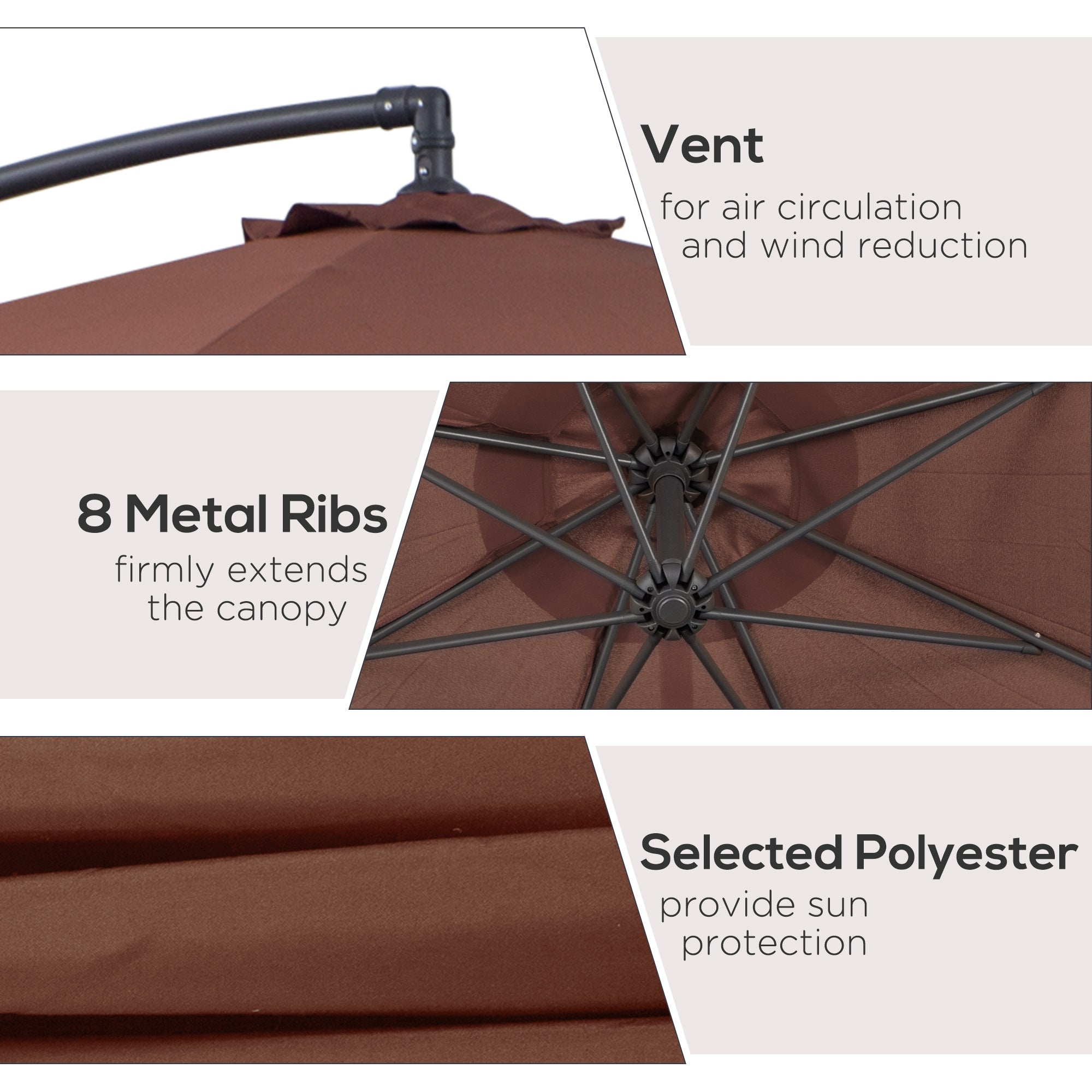 10ft Cantilever Patio Umbrella with 360° Rotation – UV & Water-Resistant Offset Umbrella with Base