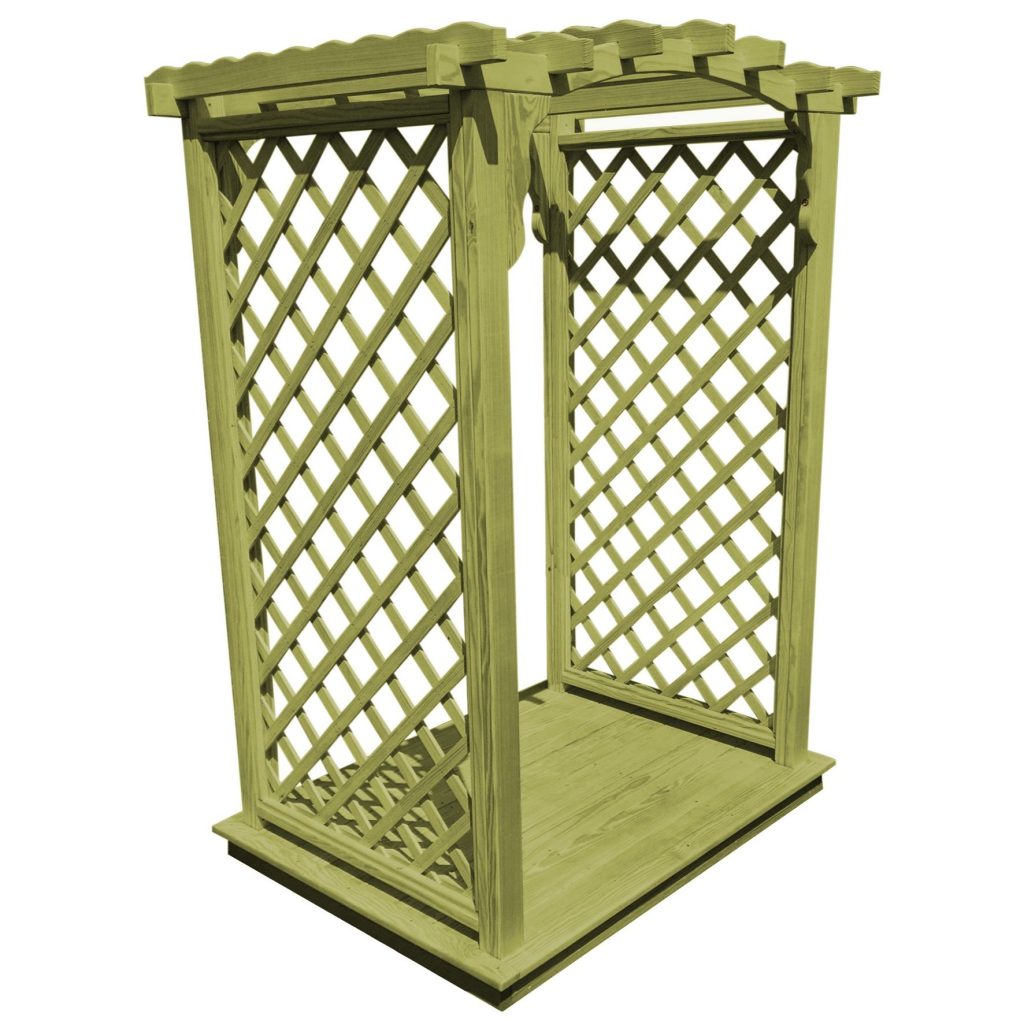 Custom Amish Arbor with Deck – Natural, White, or Stained Finish