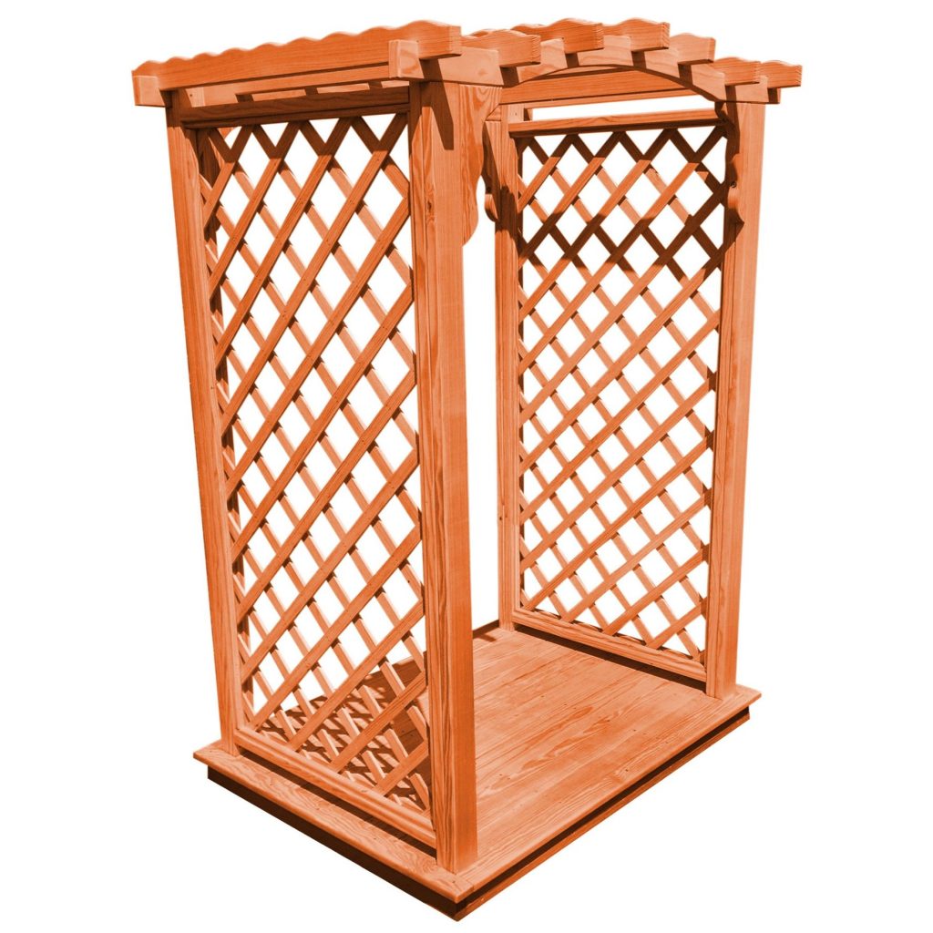 Custom Amish Arbor with Deck – Natural, White, or Stained Finish