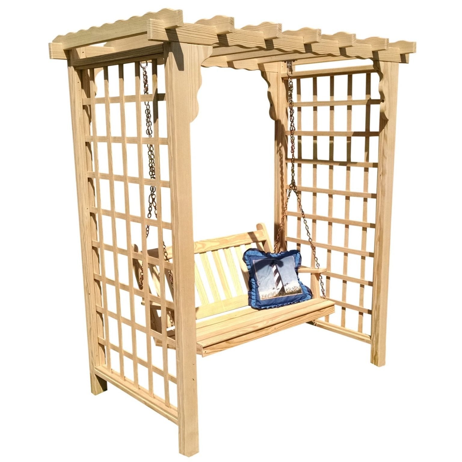Lexington Pine Arbor with Swing – Handcrafted Outdoor Elegance