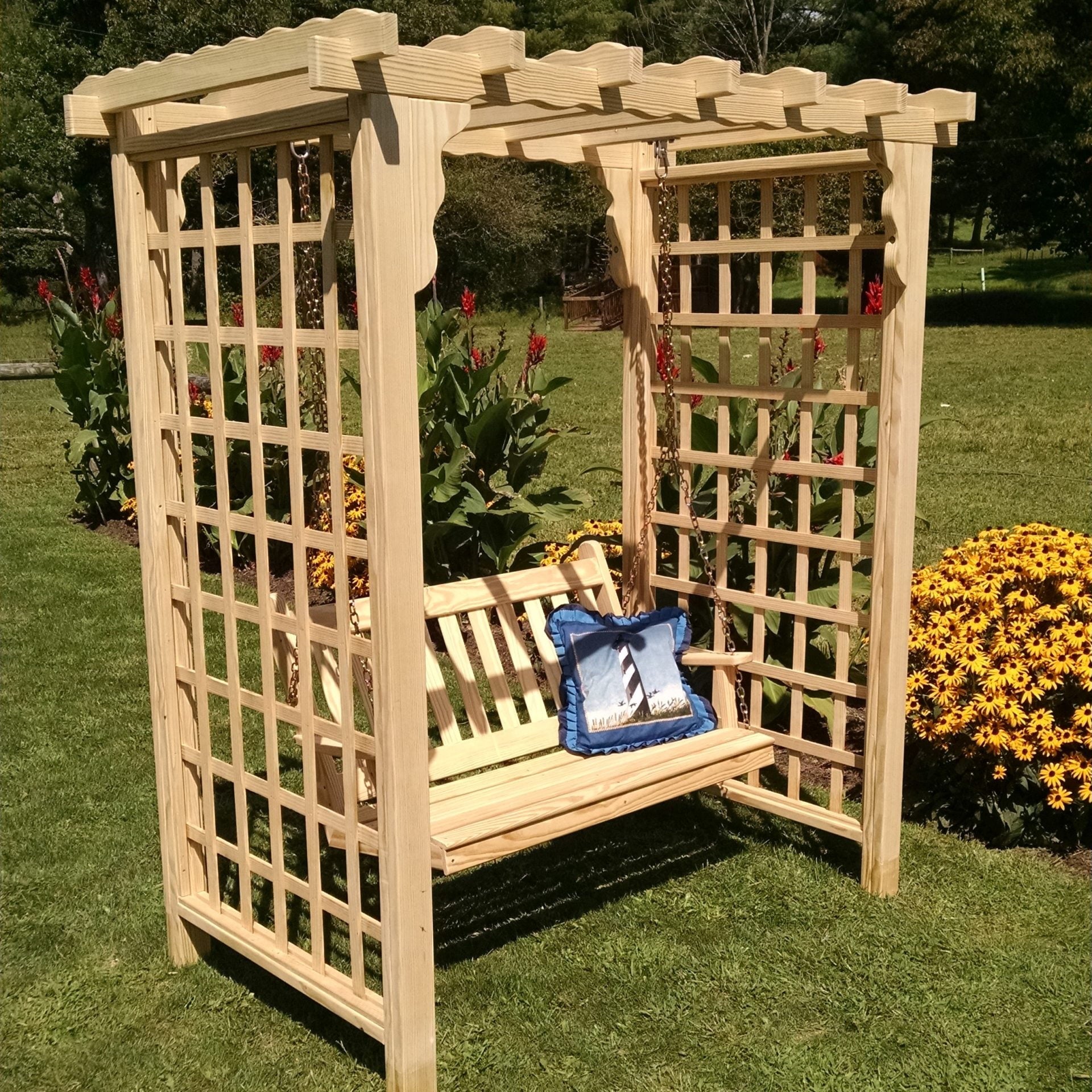 Lexington Pine Arbor with Swing – Handcrafted Outdoor Elegance