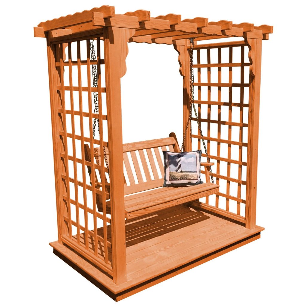 Pine Lexington Arbor with Deck & Swing – Elegant Garden Accent by A&L Furniture
