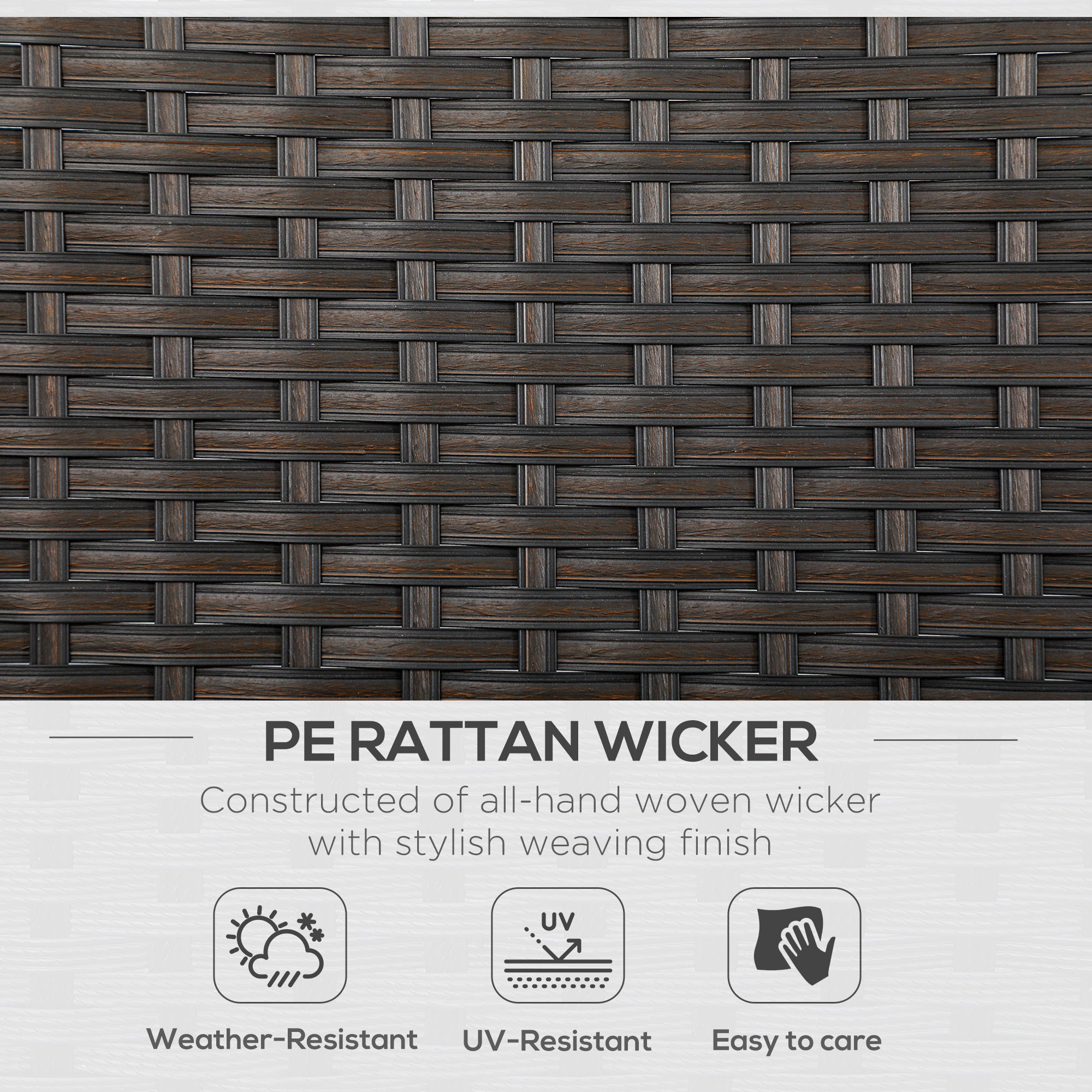 3-Seat Outdoor Rattan Sofa with Cushions