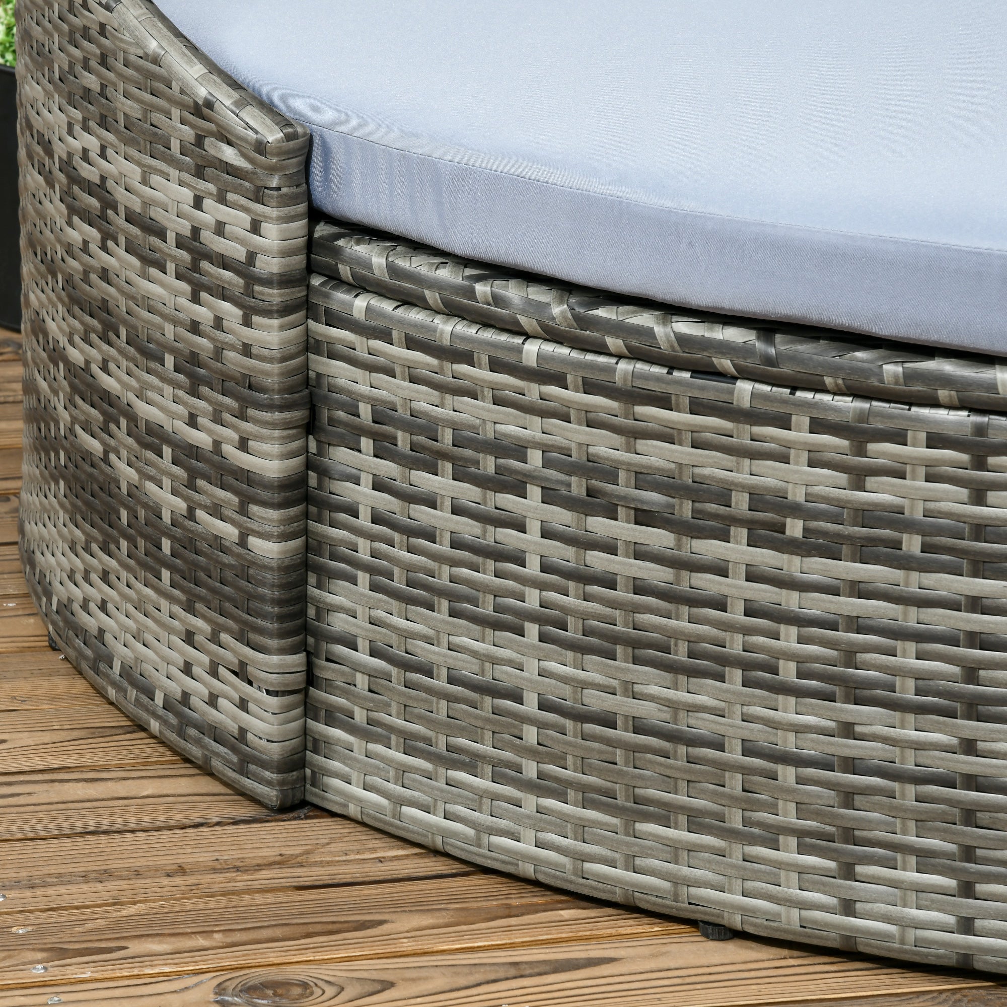 4-Piece Outdoor Convertible Daybed with Retractable Canopy – Rattan Patio Sectional Sofa Set with Cushions
