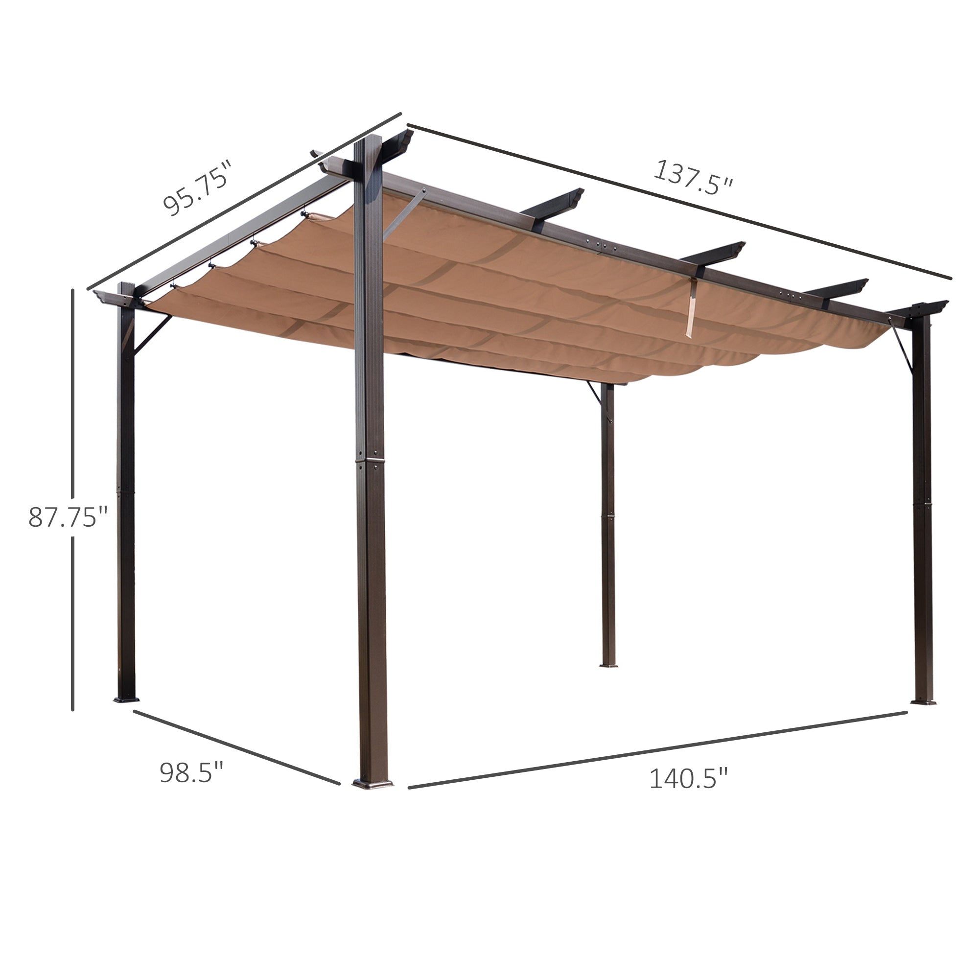 10' x 13' Outdoor Pergola Canopy with Sliding Shade