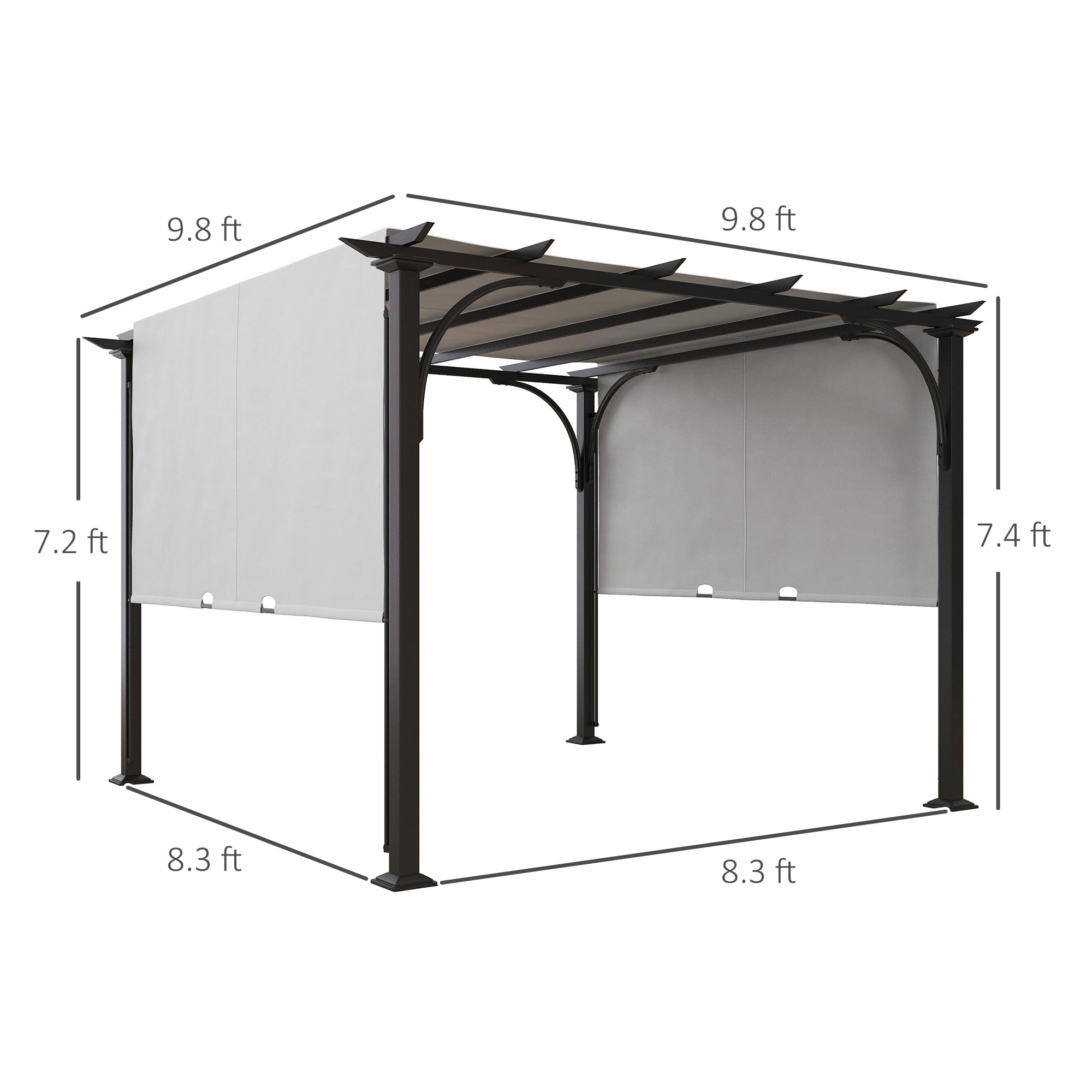 10' x 10' Steel Patio Pergola with Retractable Canopy
