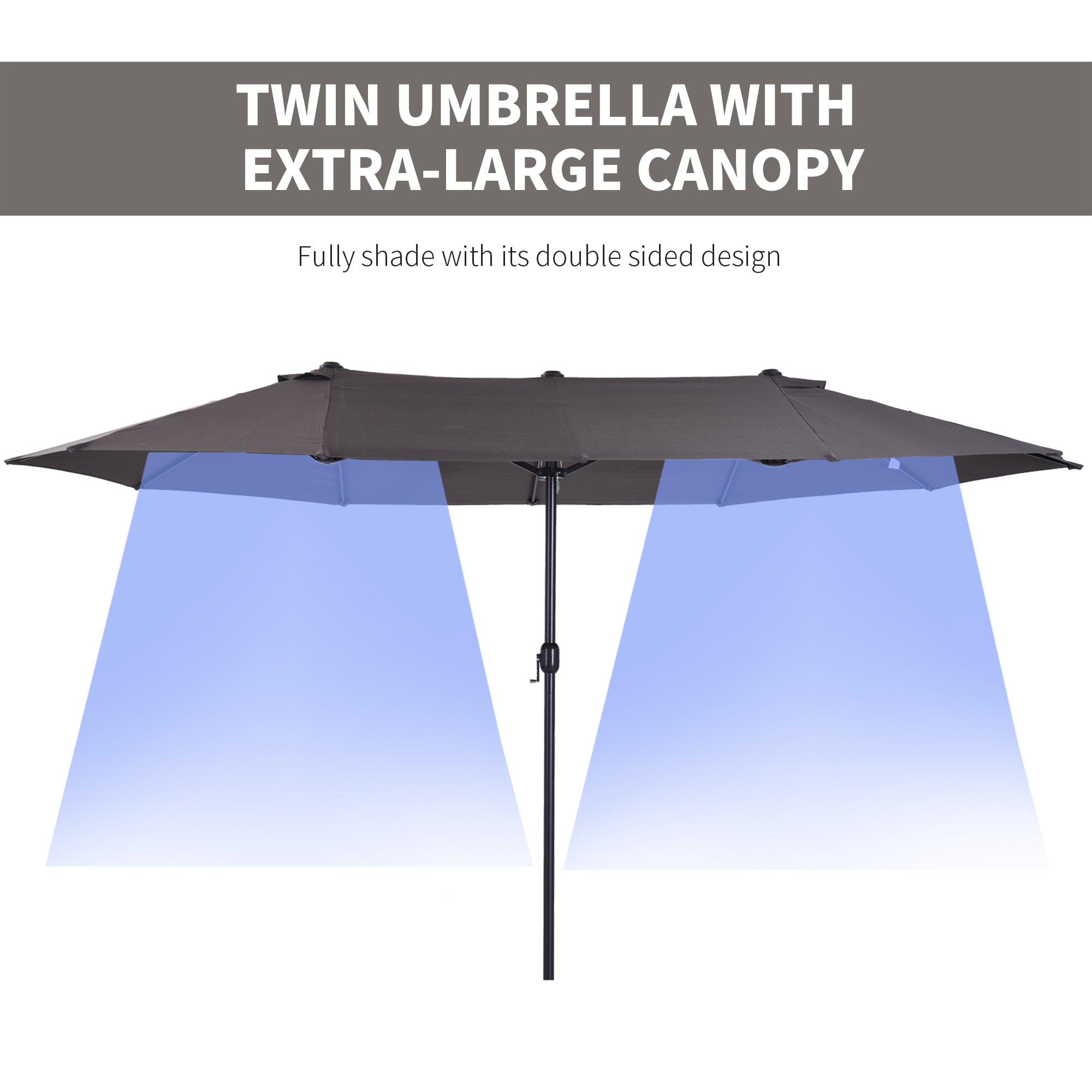 Extra Large 15 ft Patio Umbrella, Double-Sided Large Outdoor Umbrella with Crank Handle and Air Vents for Backyard, Deck, Pool