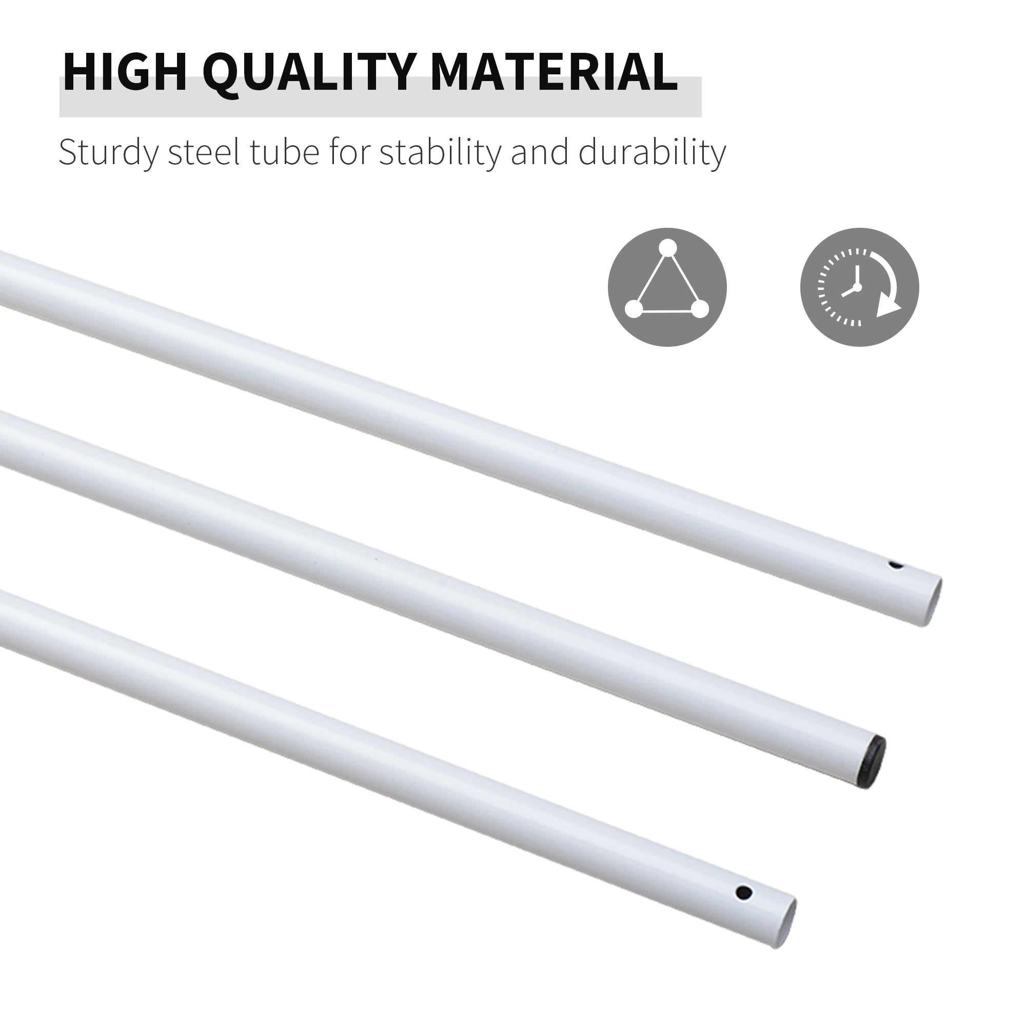 Sun Shade Sail Pole Kit – Adjustable Heavy-Duty Canopy Pole with Ground Spike, Rope & Carrying Case (SUN SAIL NOT INCLUDED), White