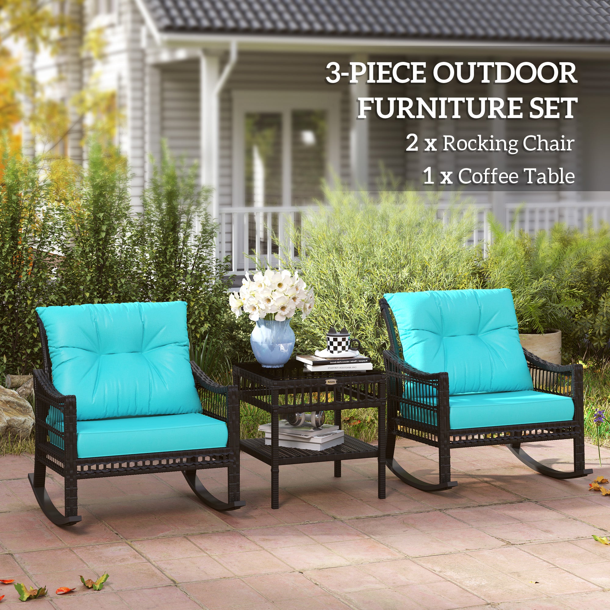 3-Piece Wicker Rocking Bistro Set