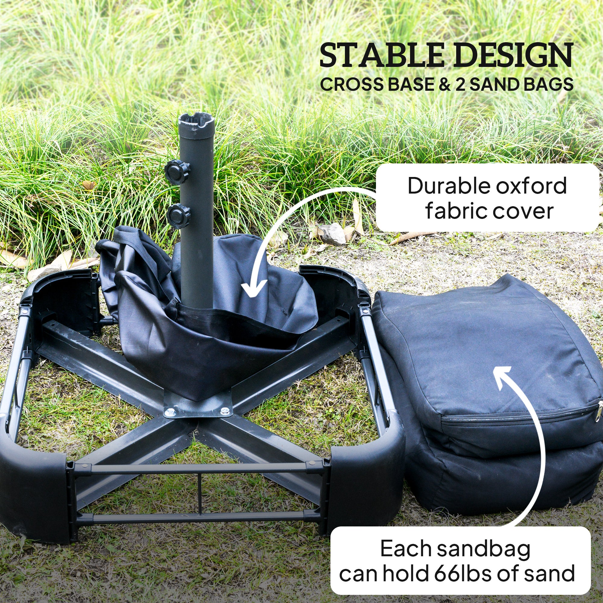 15 ft Extra-Large Double-Sided Patio Umbrella with Cross Base – UV-Resistant Outdoor Market Umbrella with Crank