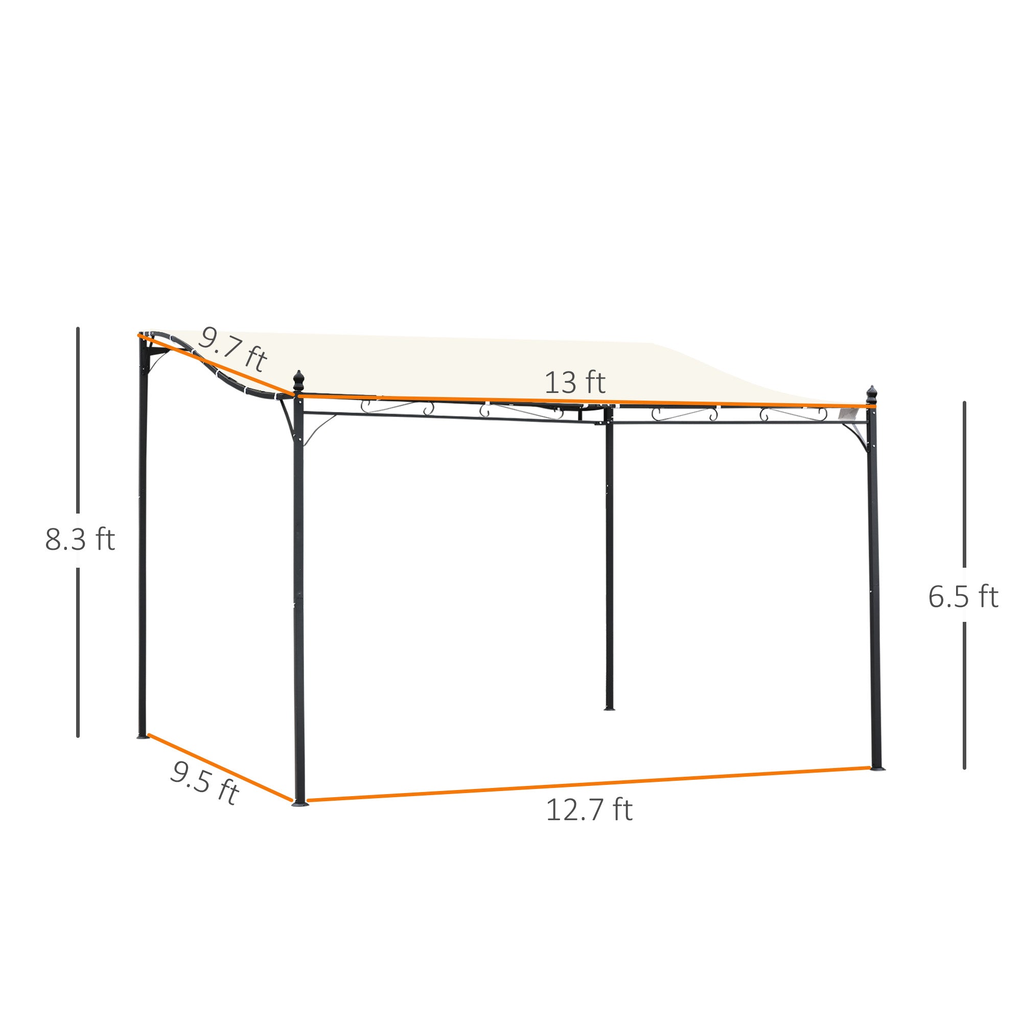 13' x 10' Wall-Mounted Patio Pergola with Canopy – European-Inspired Outdoor Shade