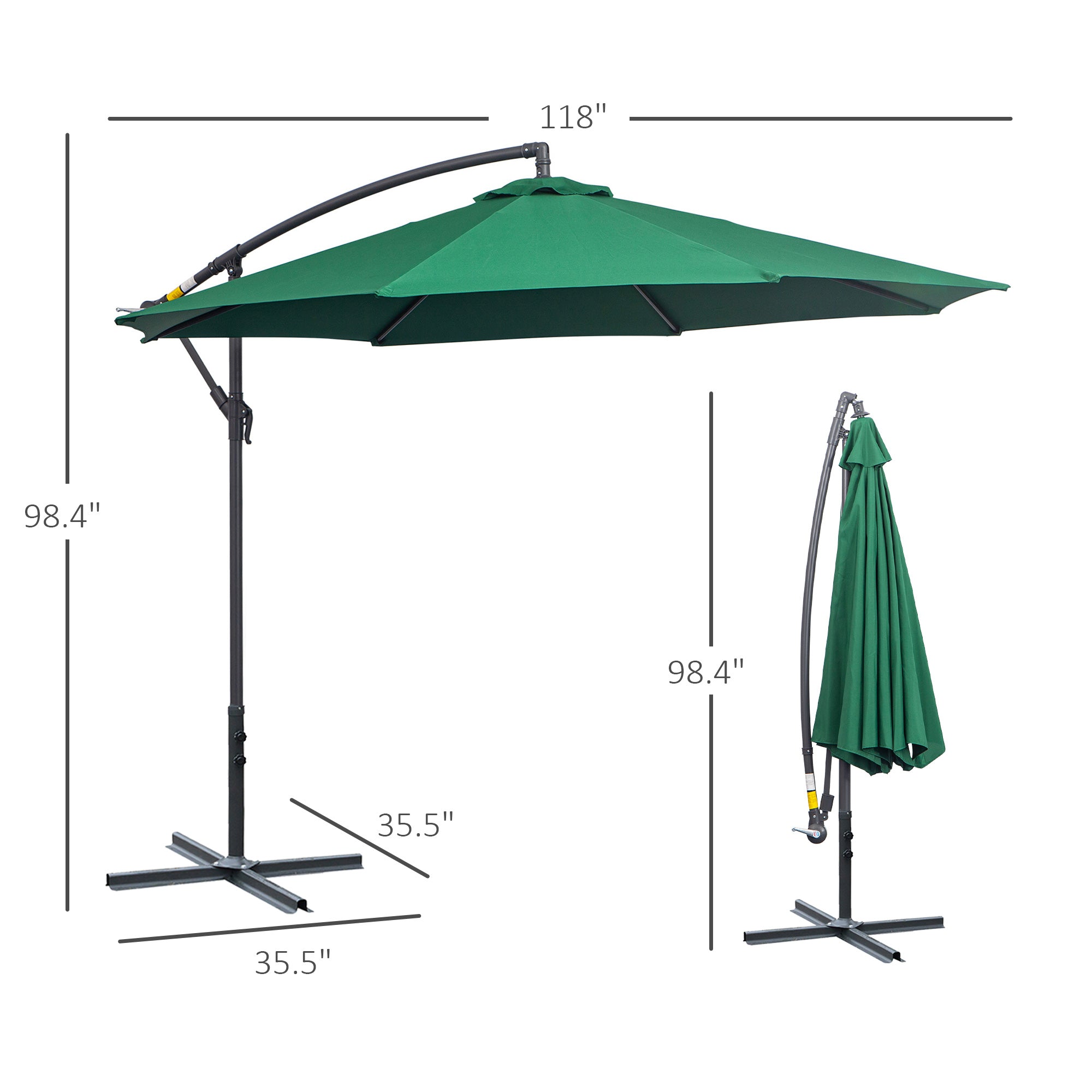 10ft Cantilever Patio Umbrella with 360° Rotation – UV & Water-Resistant Offset Umbrella with Base