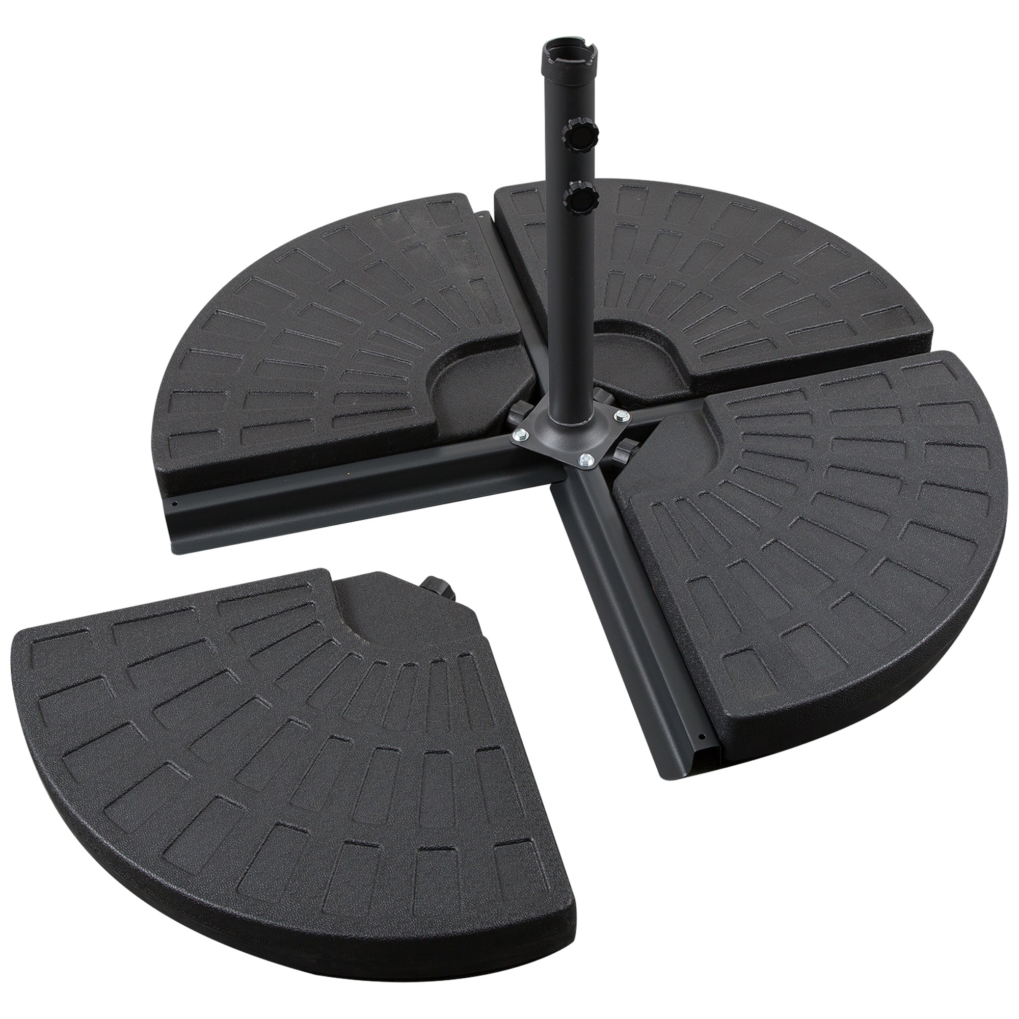 4-Piece Heavy-Duty Umbrella Base Weight Set with Wheels – Fillable HDPE Plates for Offset & Cantilever Umbrellas – Black