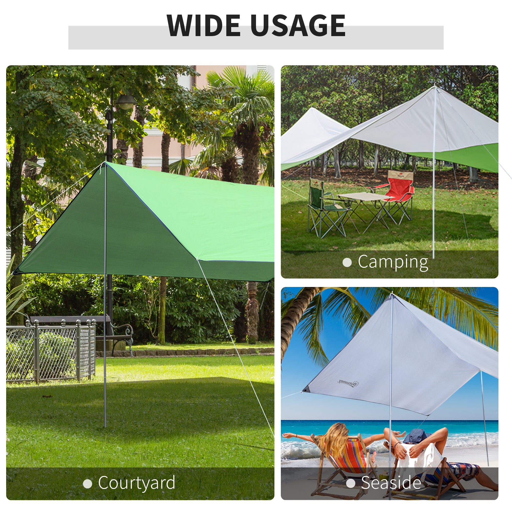 Sun Shade Sail Pole Kit – Adjustable Heavy-Duty Canopy Pole with Ground Spike, Rope & Carrying Case (SUN SAIL NOT INCLUDED), White
