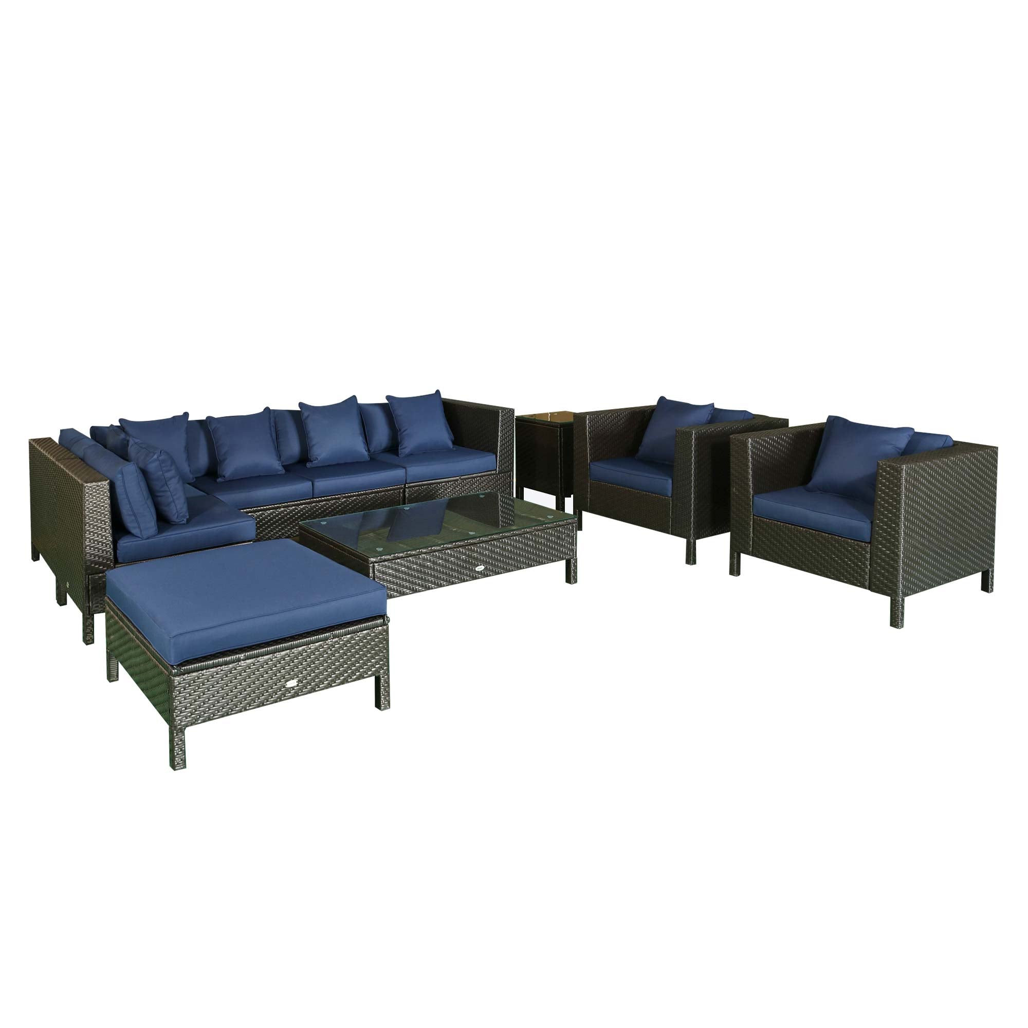 9-Piece Extra-Large Rattan Patio Conversation Set