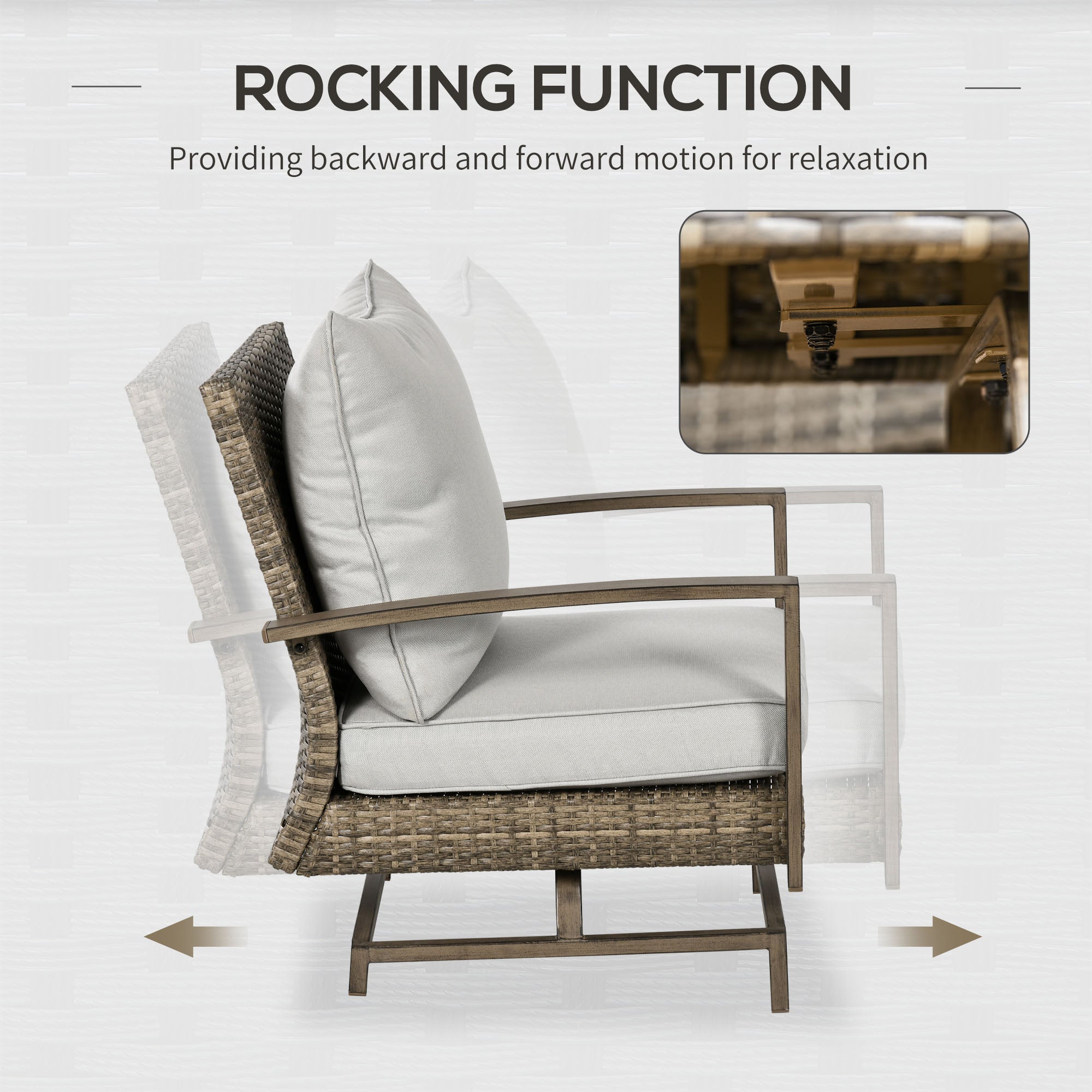 4-Piece Wicker Patio Rocking Chair Set with Loveseat & Coffee Table