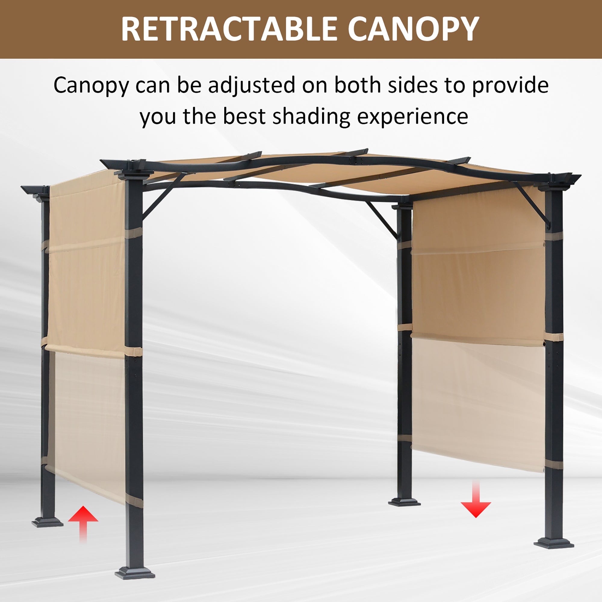 8' x 10' Steel Patio Pergola with Retractable Canopy