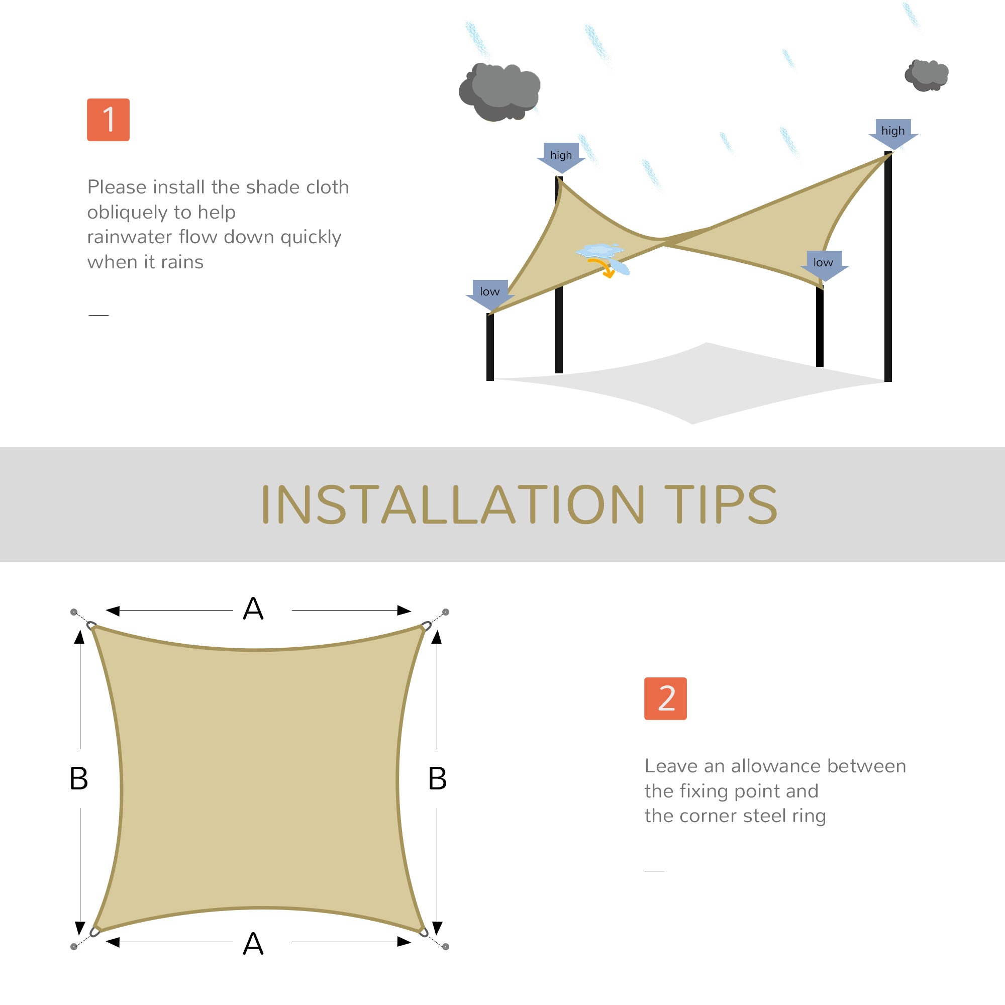 UV-Blocking Sun Shade Sail – 24' x 24' Patio Canopy for Deck, Yard & Outdoor Use