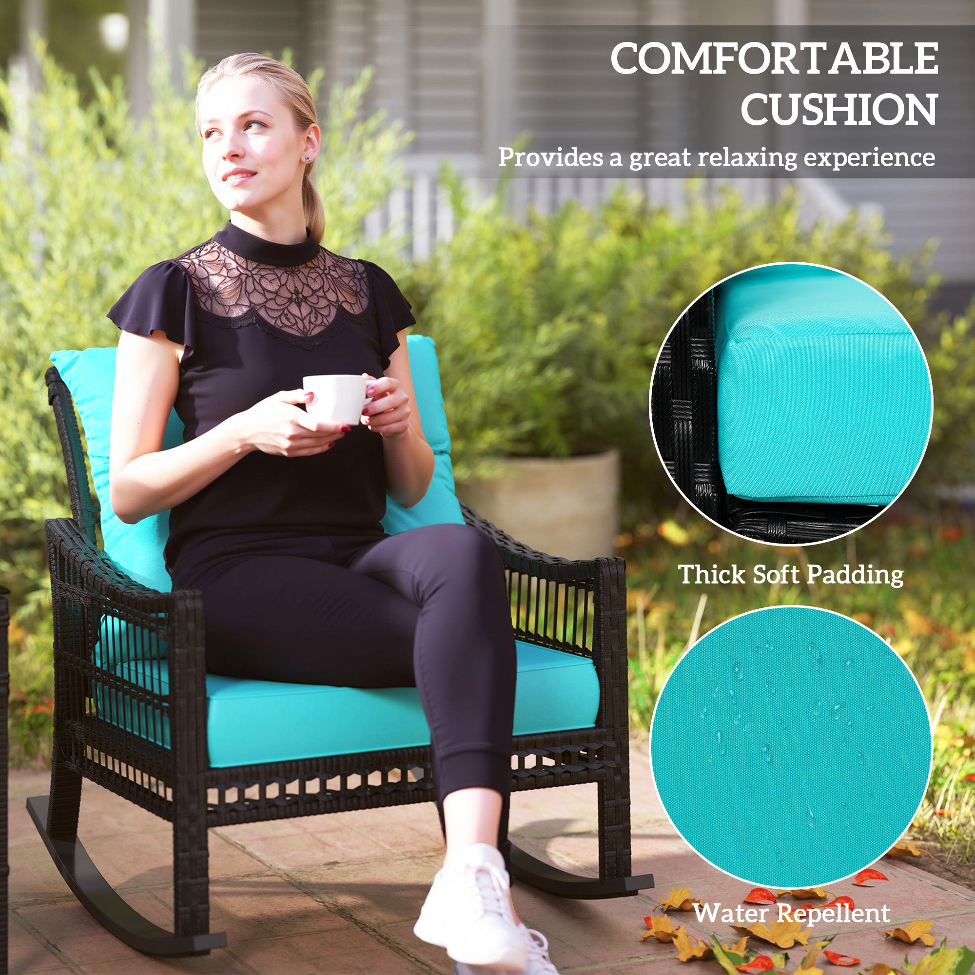 3-Piece Wicker Rocking Bistro Set