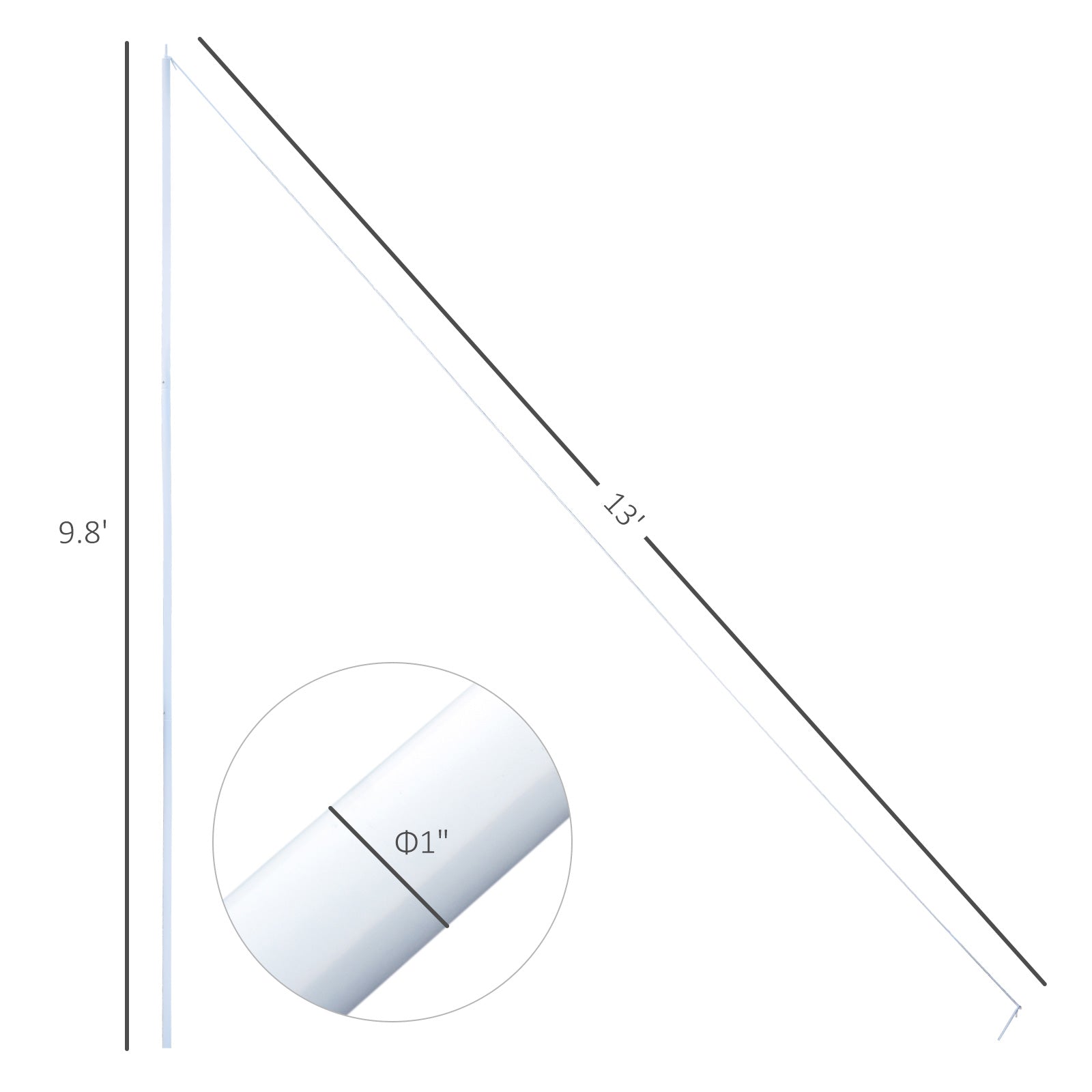 Sun Shade Sail Pole Kit – Adjustable Heavy-Duty Canopy Pole with Ground Spike, Rope & Carrying Case (SUN SAIL NOT INCLUDED), White