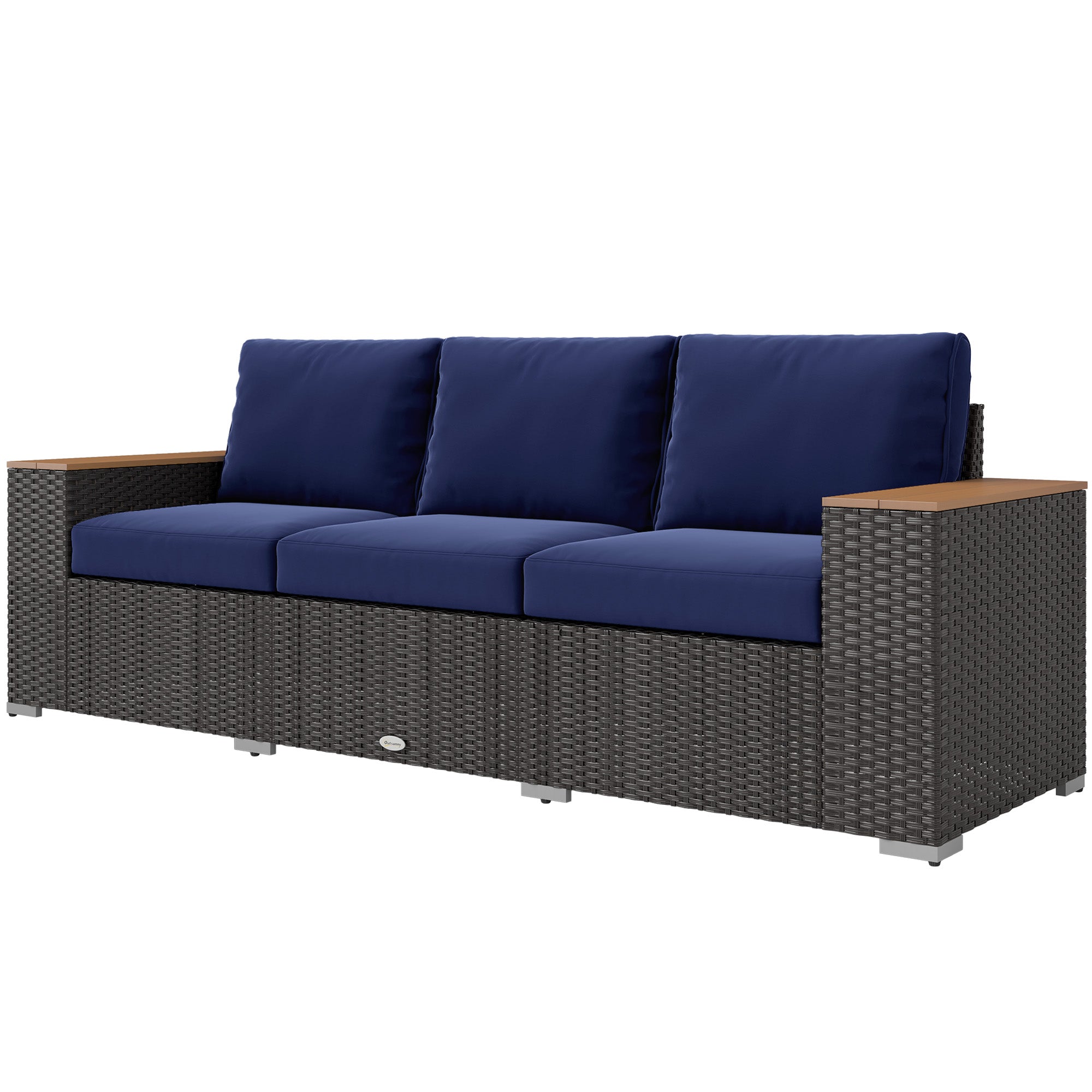 3-Seat Outdoor Wicker Sofa with Cushions