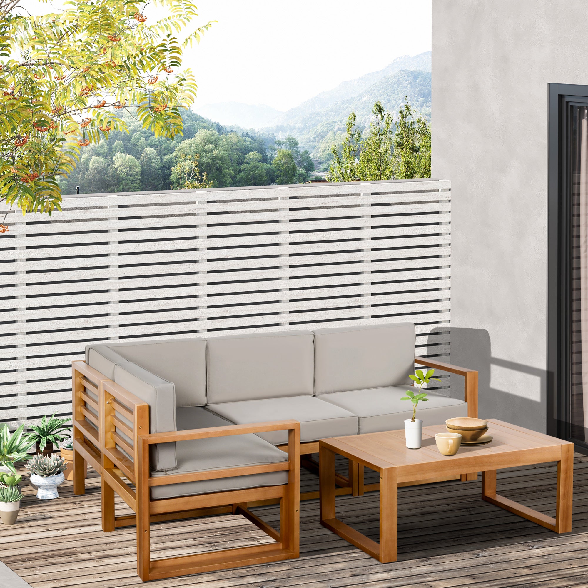 5-Piece Outdoor Sectional Sofa Set with Coffee Table