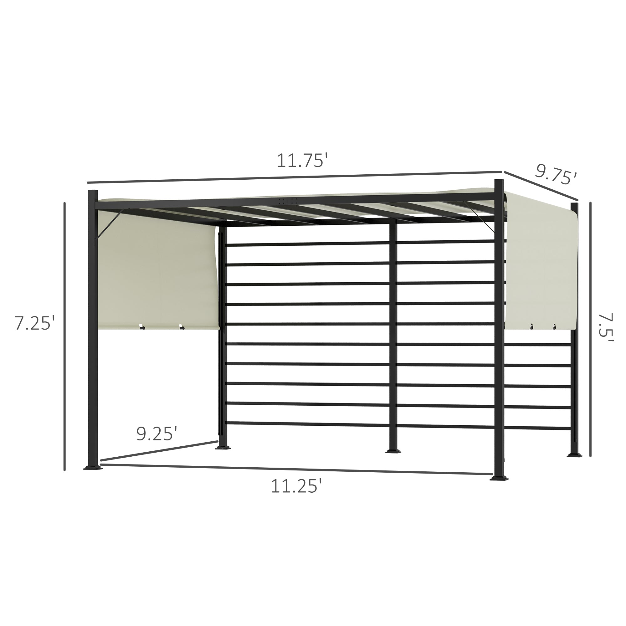 10' x 12' Adjustable Patio Pergola Gazebo with Retractable Side Canopy