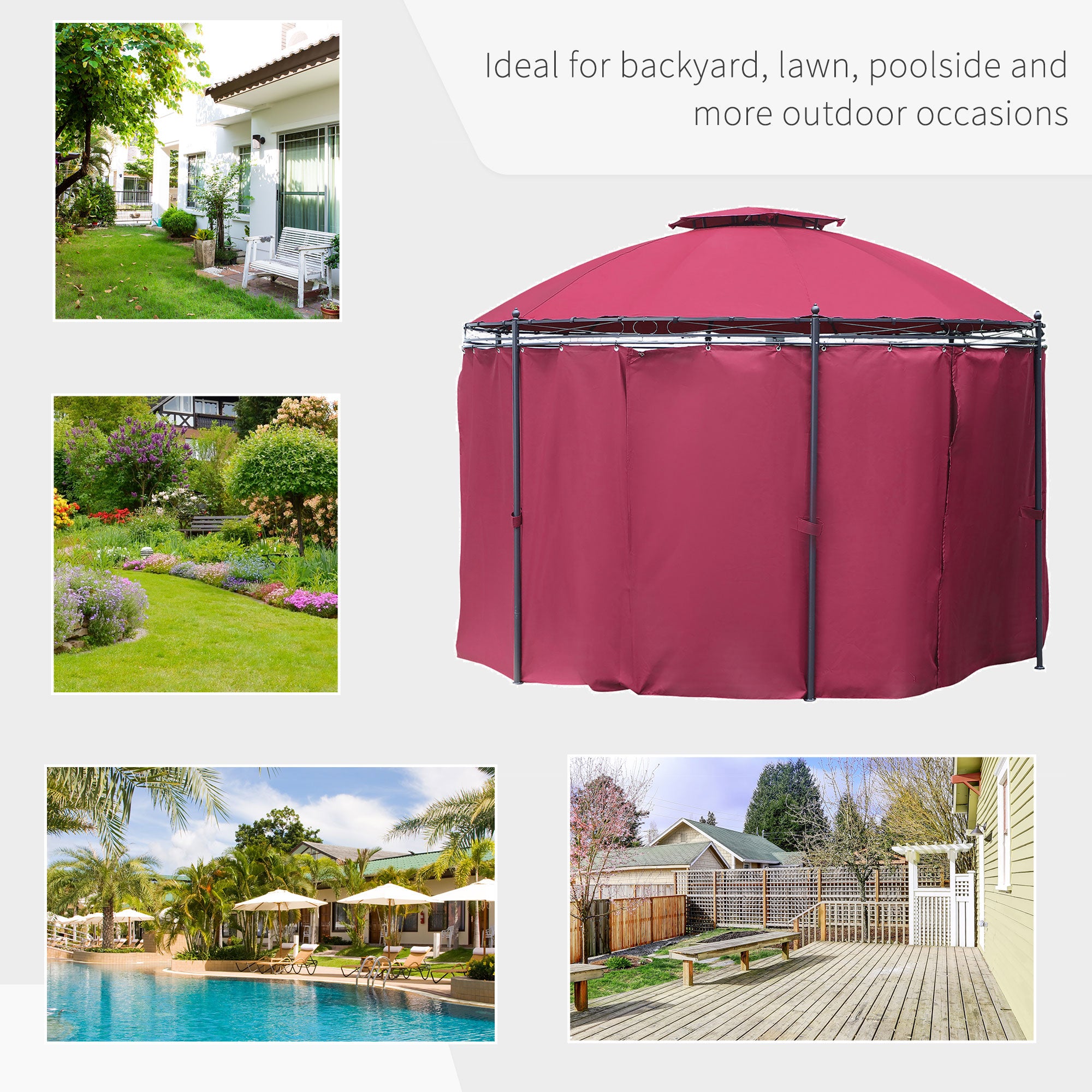 Outdoor Canopy Gazebo with Curtains – Steel Frame Patio Tent for Backyard, Garden, & Events