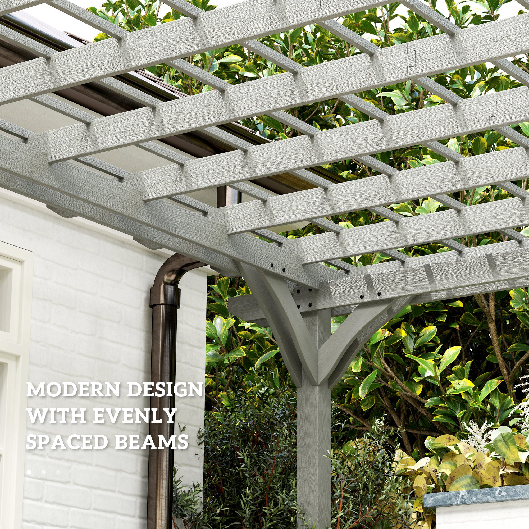 20' x 12' Wooden Garden Pergola with Open Roof and Plant Support