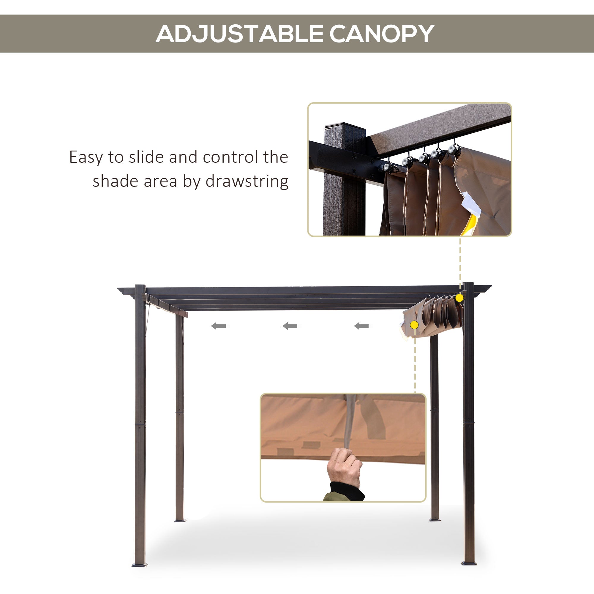 10' x 10' Outdoor Pergola Canopy with Sliding Shade