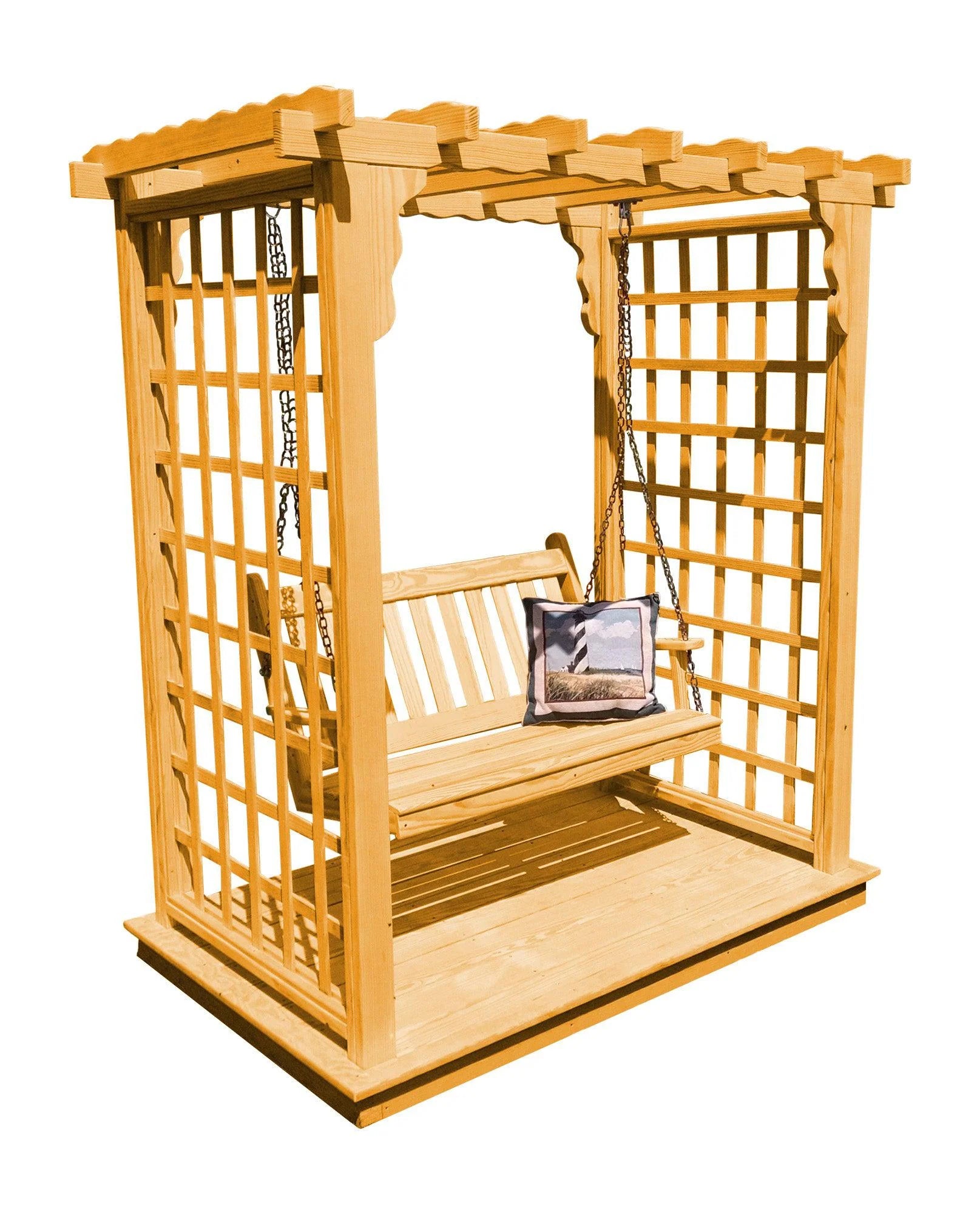 Pine Lexington Arbor with Deck & Swing – Elegant Garden Accent by A&L Furniture