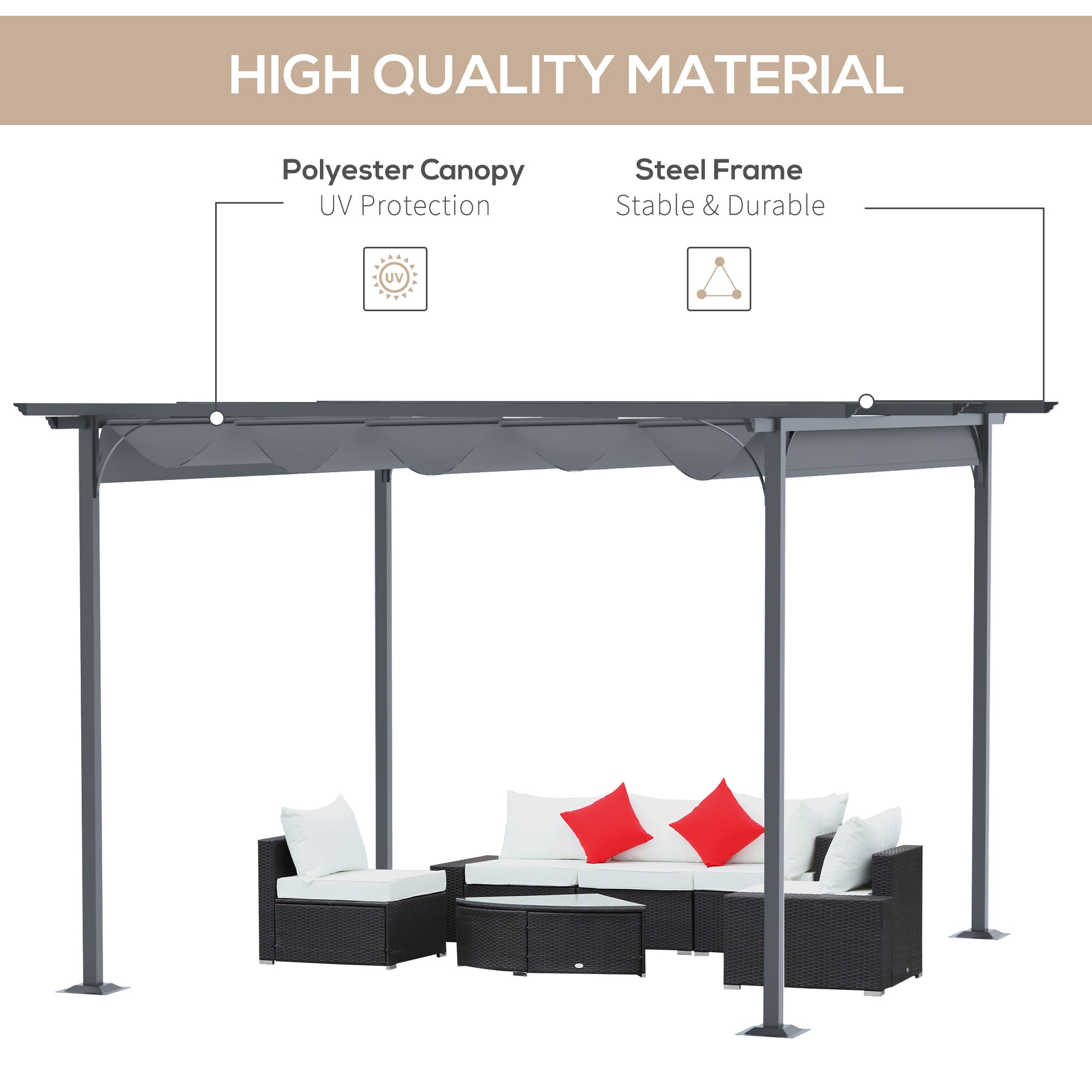 11.5' x 11.5' Outdoor Pergola with Retractable Canopy