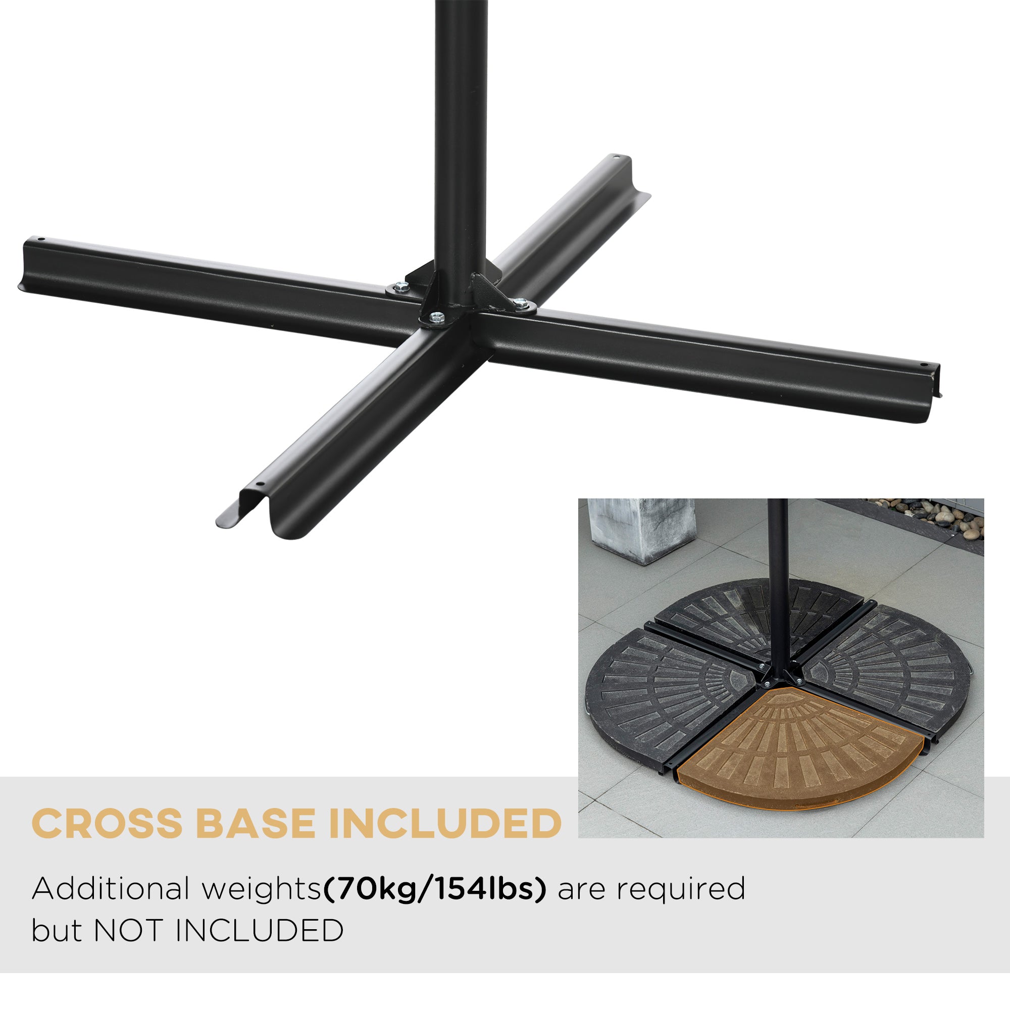 16.25' Cantilever Patio Umbrella with Cross Base – Outdoor Offset Umbrella for Deck, Pool, or Garden – UV-Resistant Shade Canopy