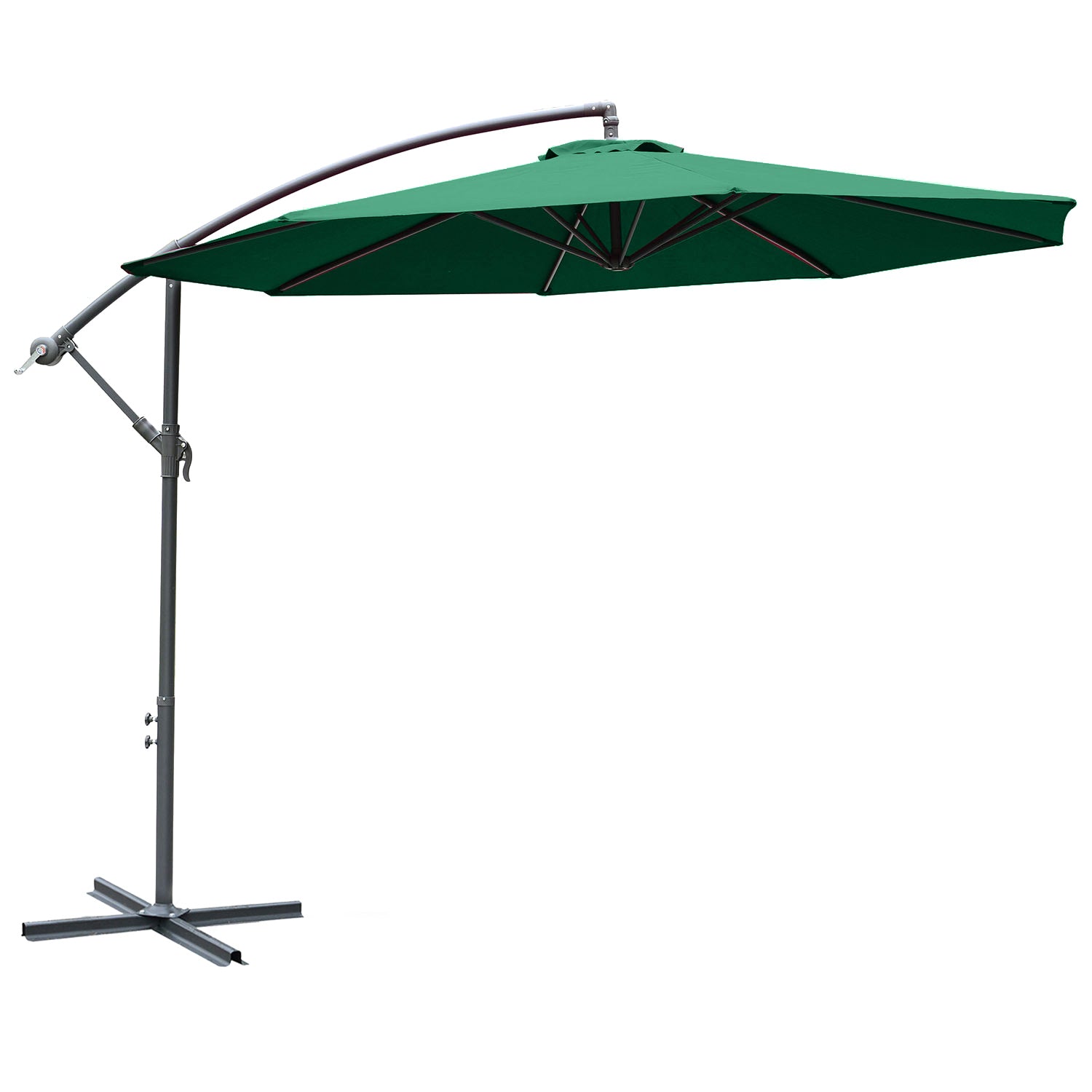 10ft Cantilever Patio Umbrella with 360° Rotation – UV & Water-Resistant Offset Umbrella with Base