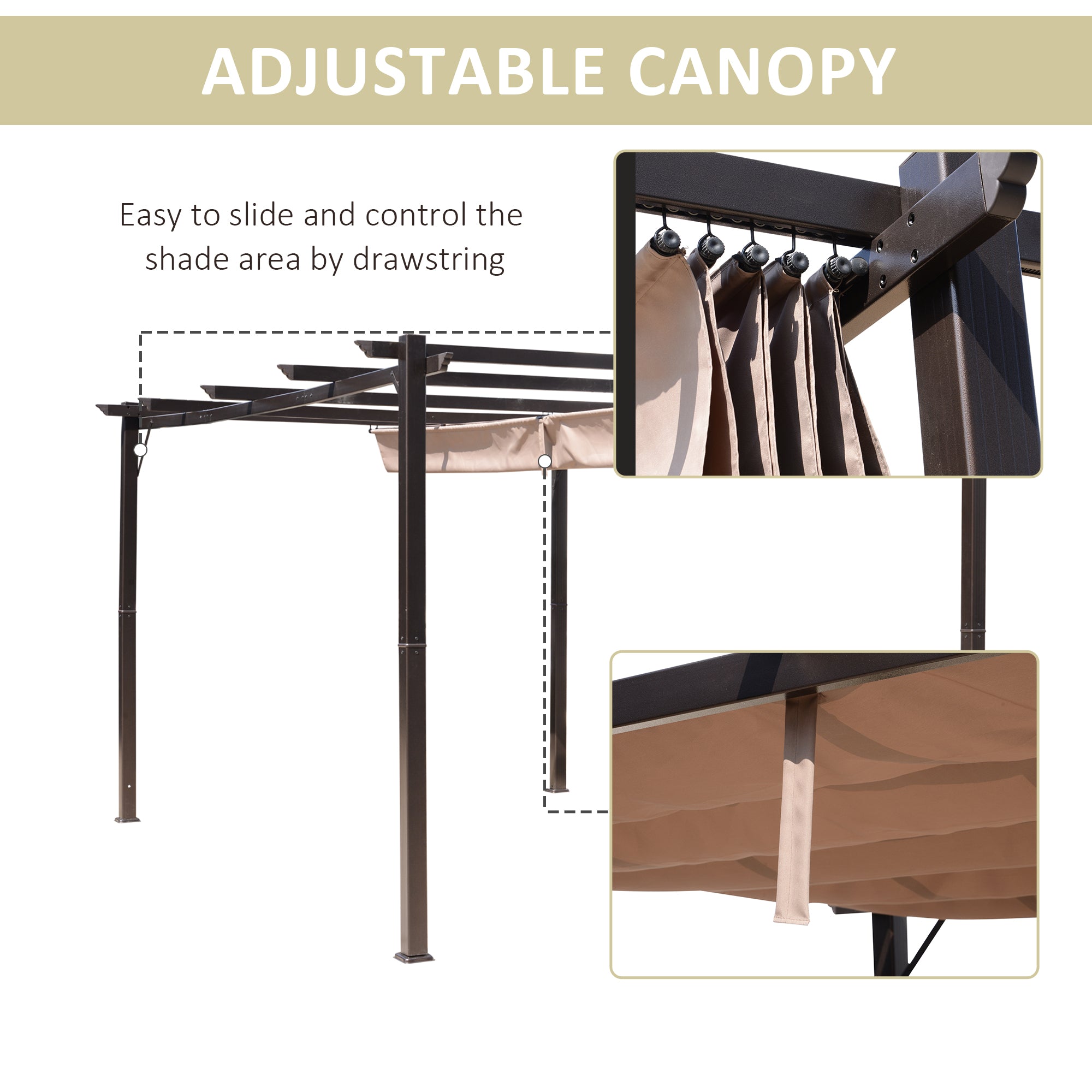 10' x 13' Outdoor Pergola Canopy with Sliding Shade