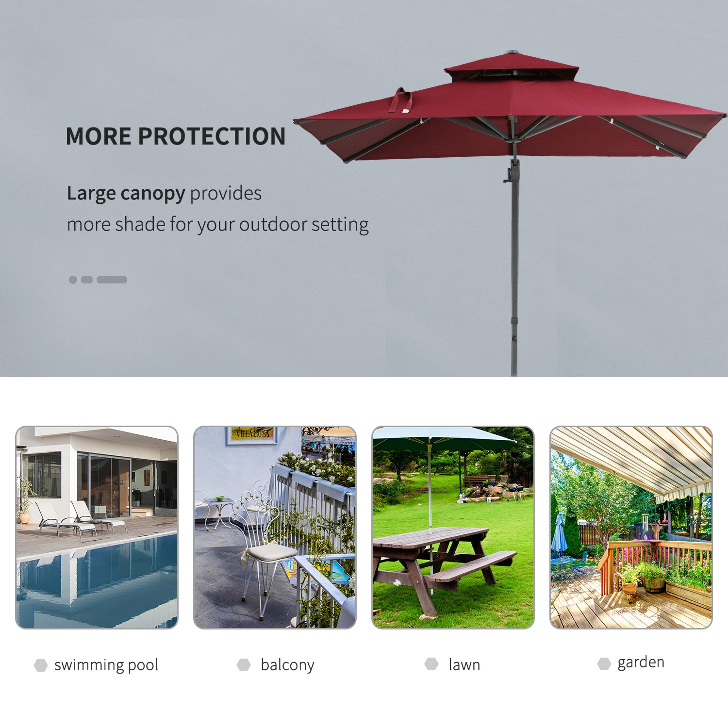 10 ft Cantilever Patio Umbrella with 360° Rotation – Outdoor Offset Umbrella with Crank Lift, Tilt, and Ventilated Double Canopy
