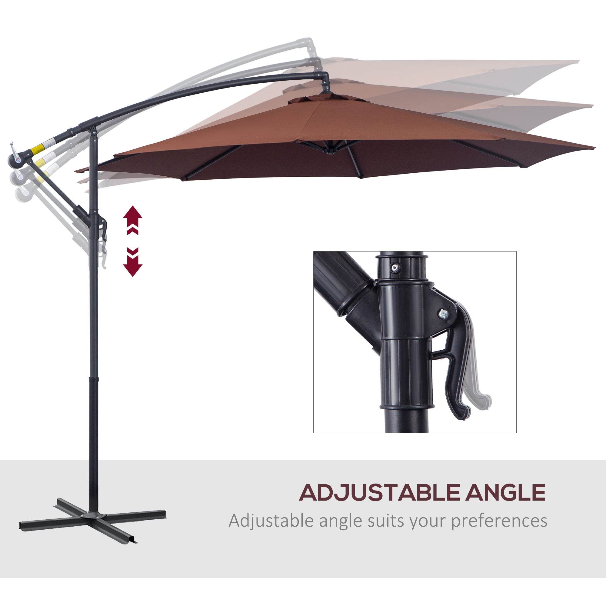 10ft Cantilever Patio Umbrella with 360° Rotation – UV & Water-Resistant Offset Umbrella with Base