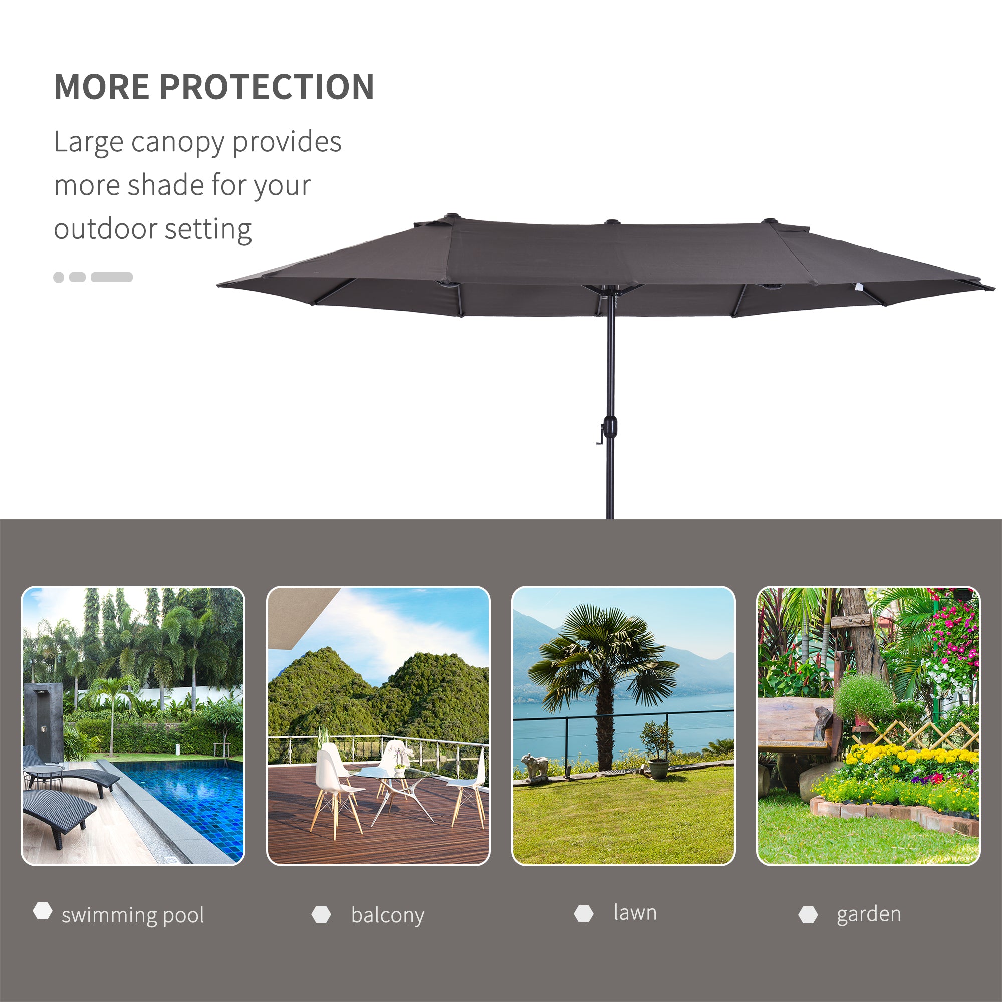 Extra Large 15 ft Patio Umbrella, Double-Sided Large Outdoor Umbrella with Crank Handle and Air Vents for Backyard, Deck, Pool