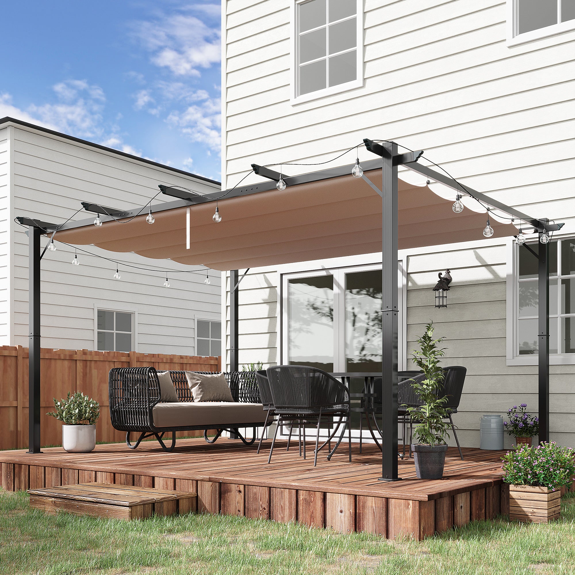 10' x 13' Outdoor Pergola Canopy with Sliding Shade
