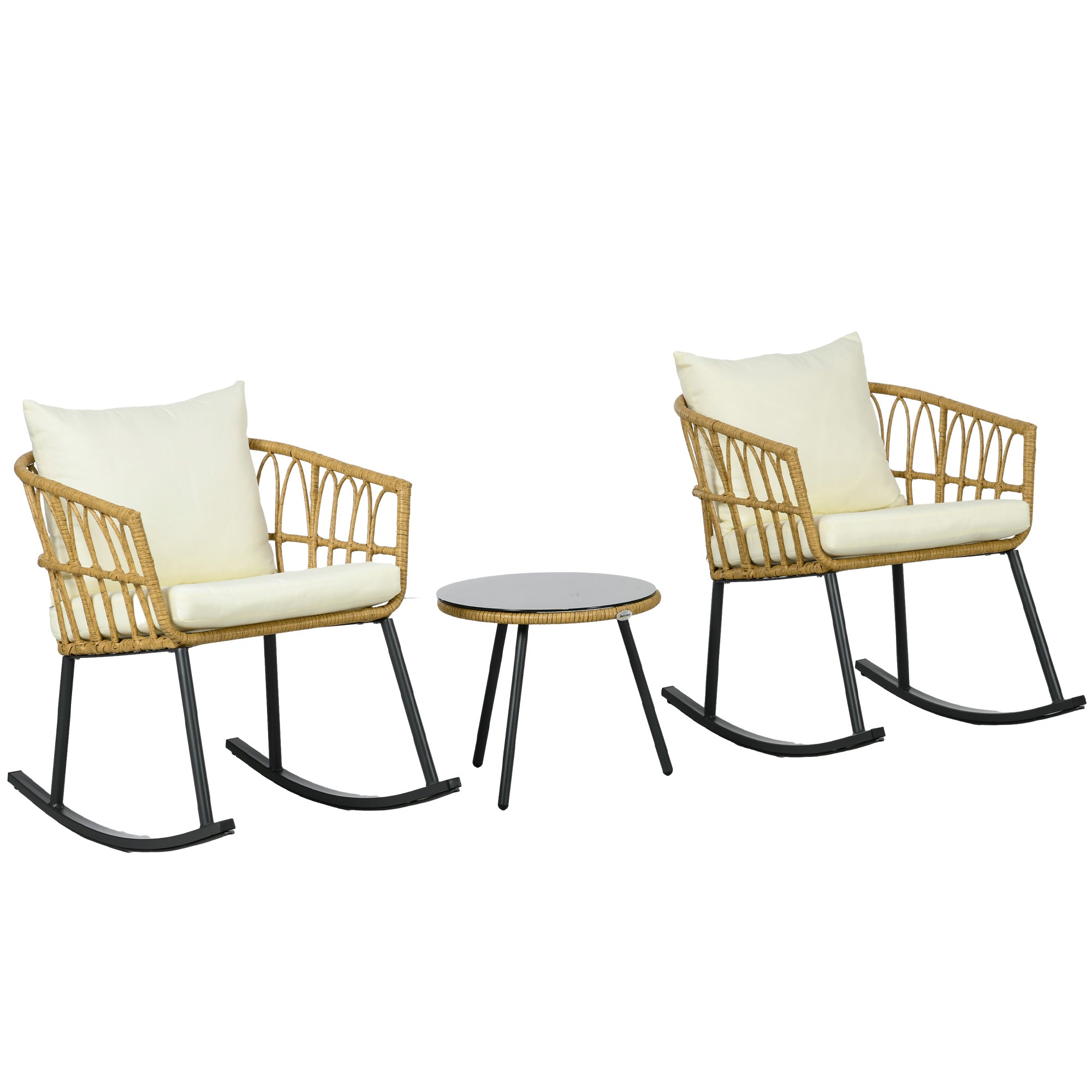 3-Piece Outdoor Rocking Chair Set