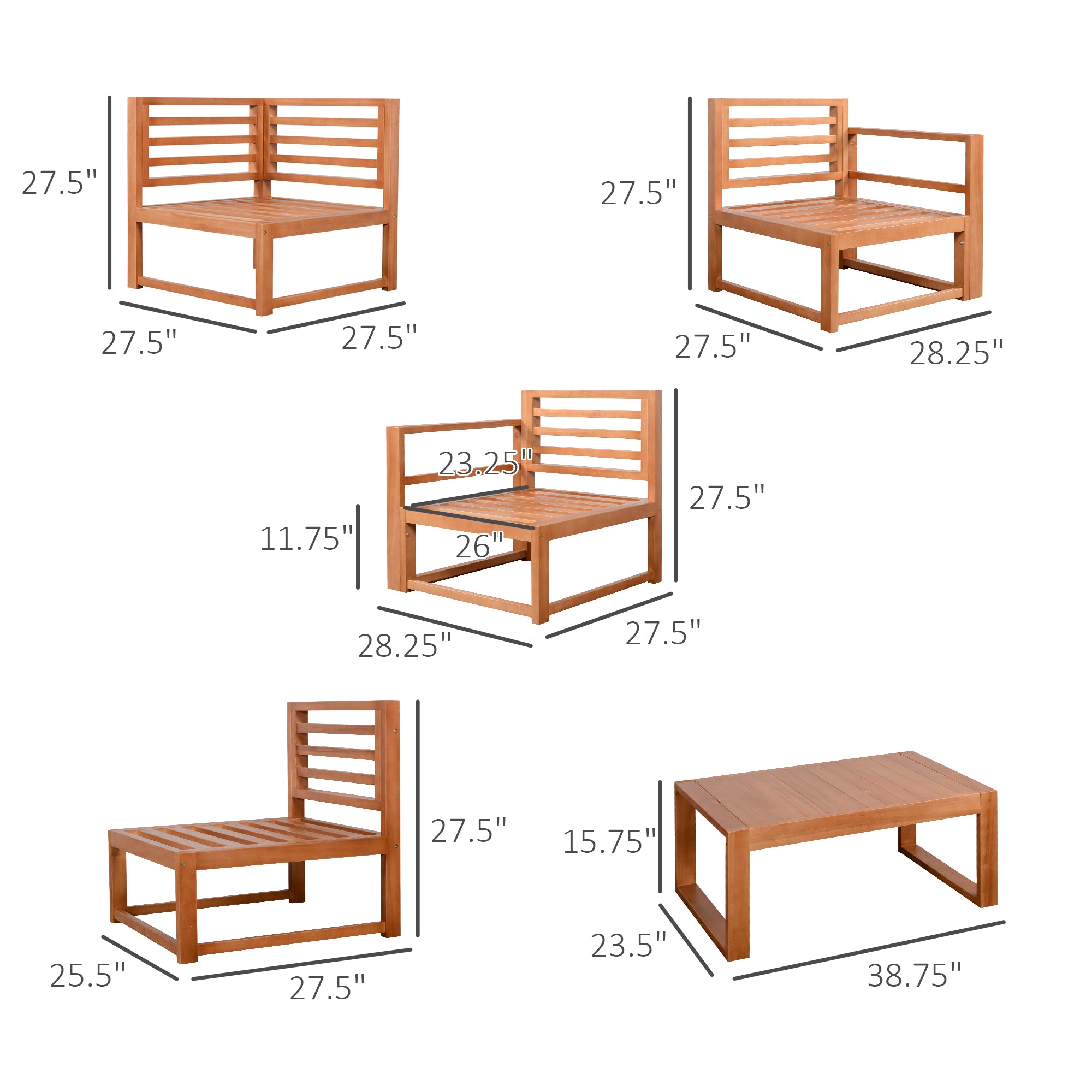 5-Piece Outdoor Sectional Sofa Set with Coffee Table