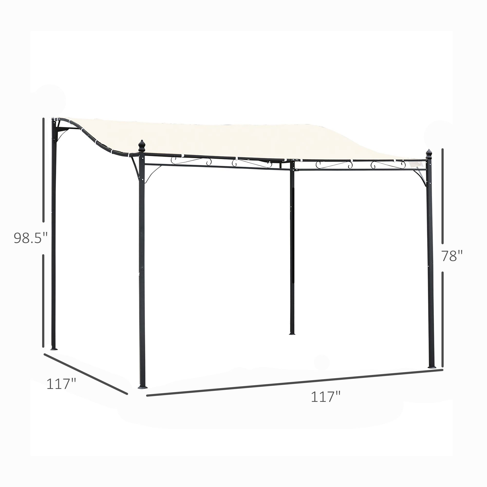 10' x 10' Wall-Mounted Patio Pergola with Canopy – European-Inspired Outdoor Shade